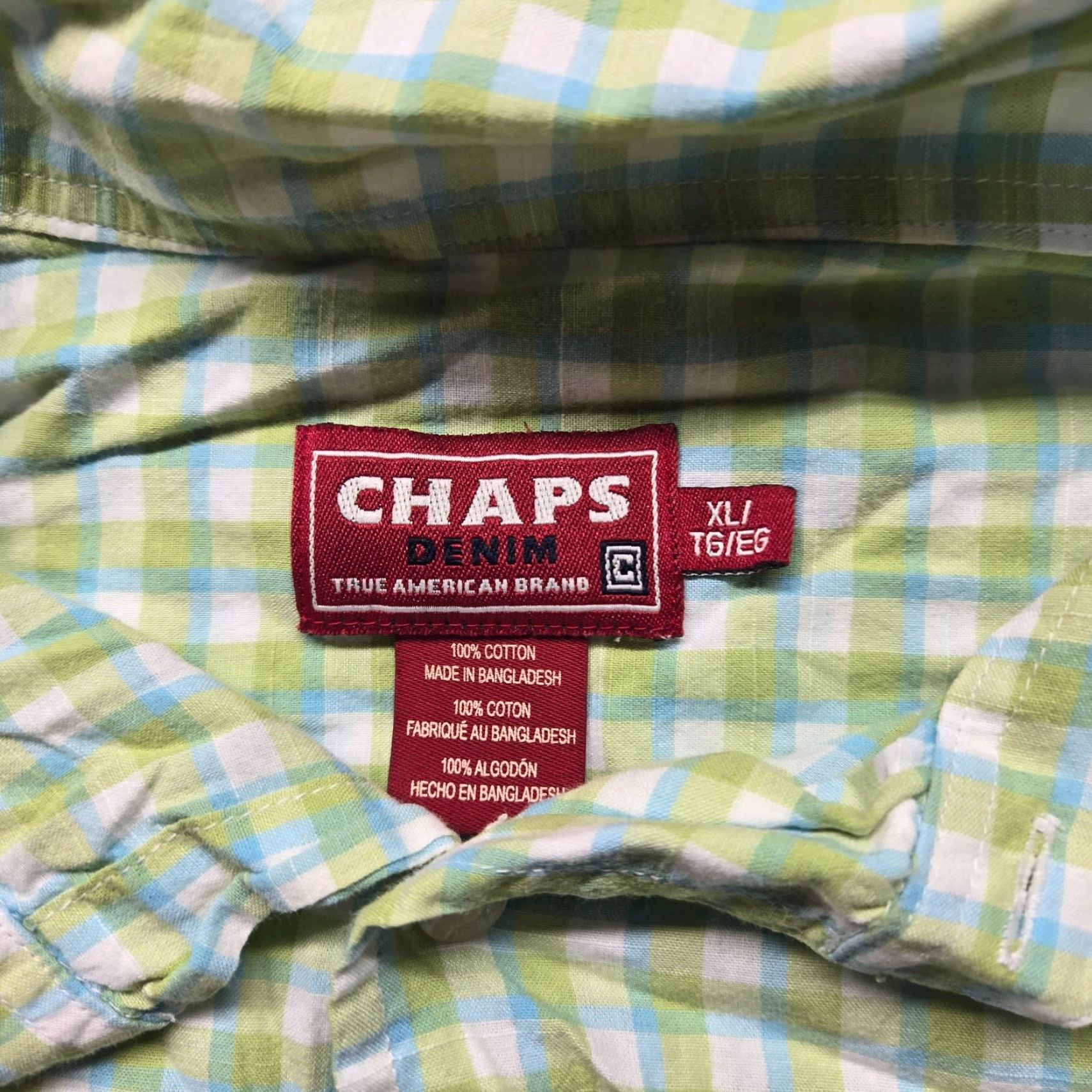 Chaps Chaps Shirt Denim Green Checked Short Sleeved Button-Up Adult XL Men Green Shirt Button-Up Chaps Mens XL Size US XL / EU 56 / 4 - 3 Thumbnail