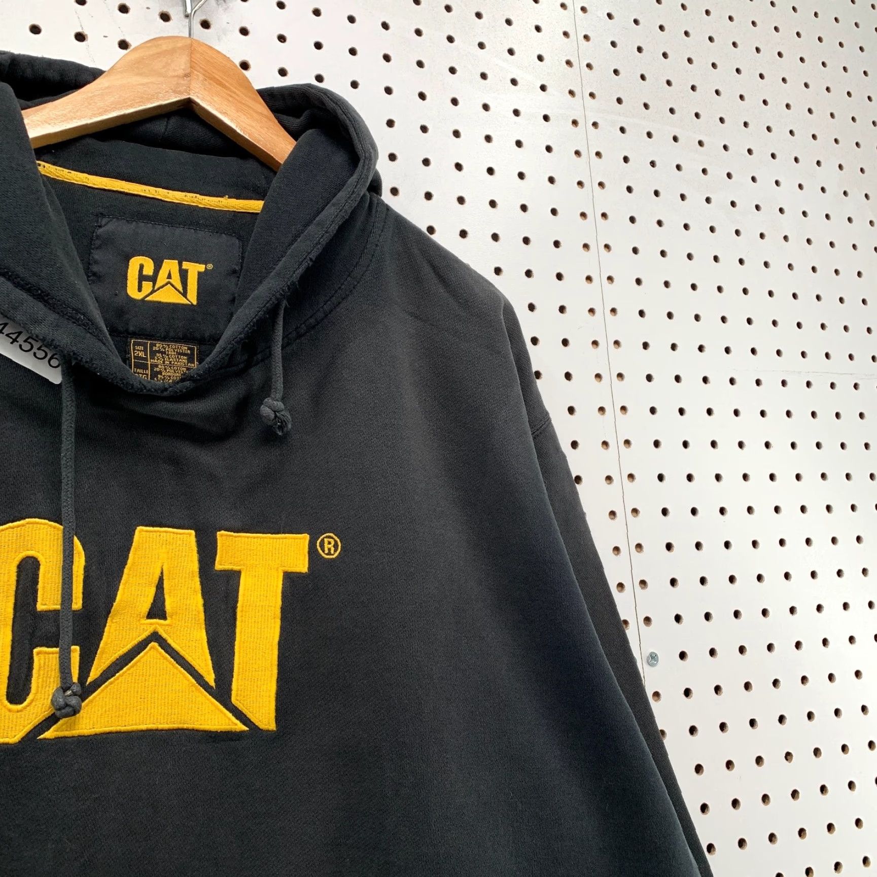 Vintage VINTAGE CAT Caterpillar Sweatshirt Mens 2XL Hoodie Faded Black Heavyweight fleece Cat Charcoal Black 2XL Mens Hoodie Size US XXL / EU 58 / 5 - 7 Thumbnail