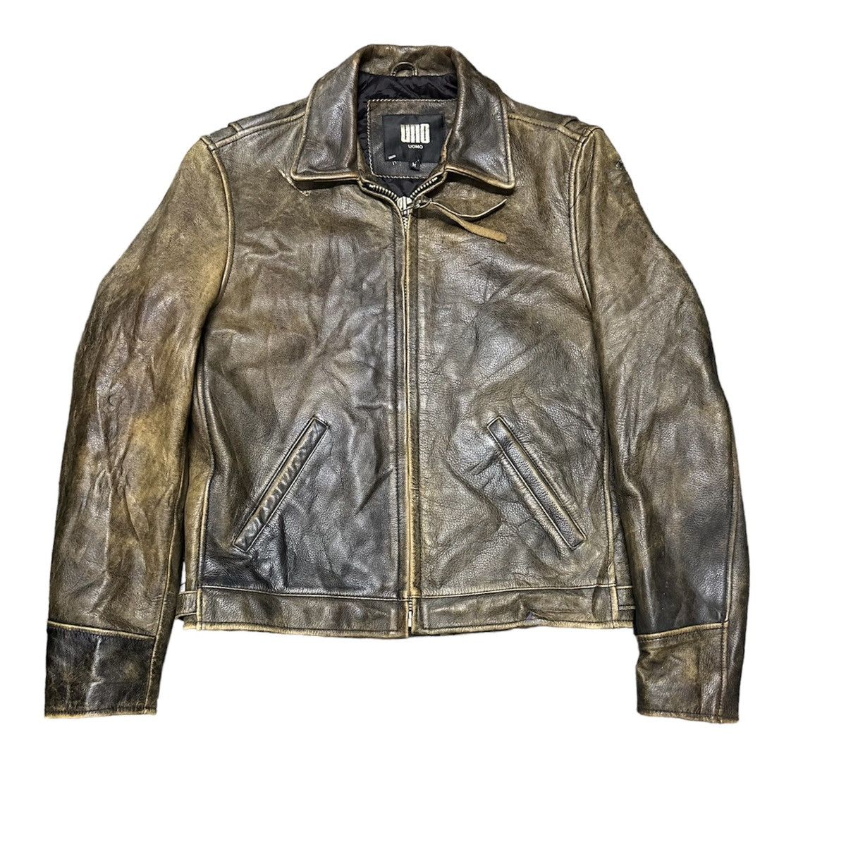 ジャケット・アウター 90s uno leather jacket Uno Uomo leather jacket printed