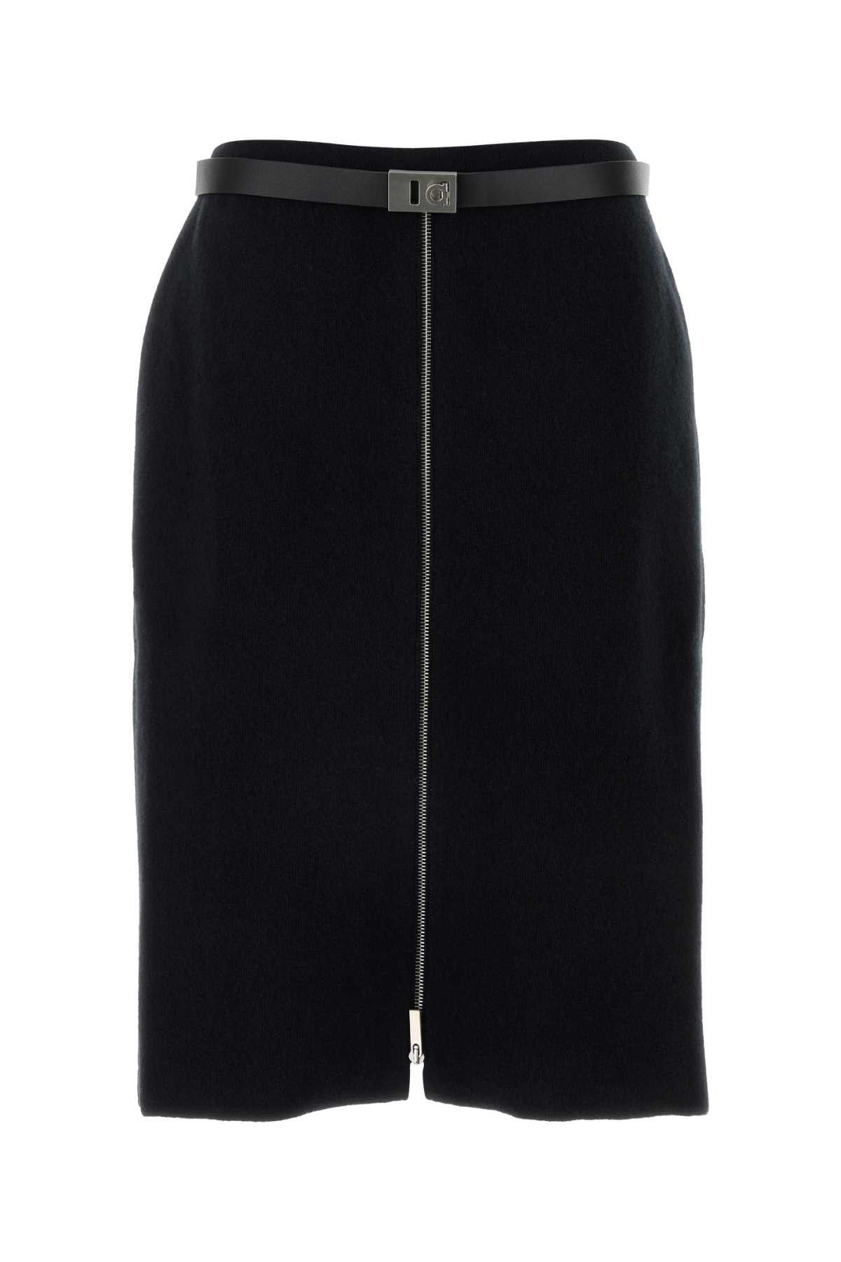 Salvatore Ferragamo Black Stretch Wool Blend Skirt Size L / US 10 / IT 46 - 1 Thumbnail
