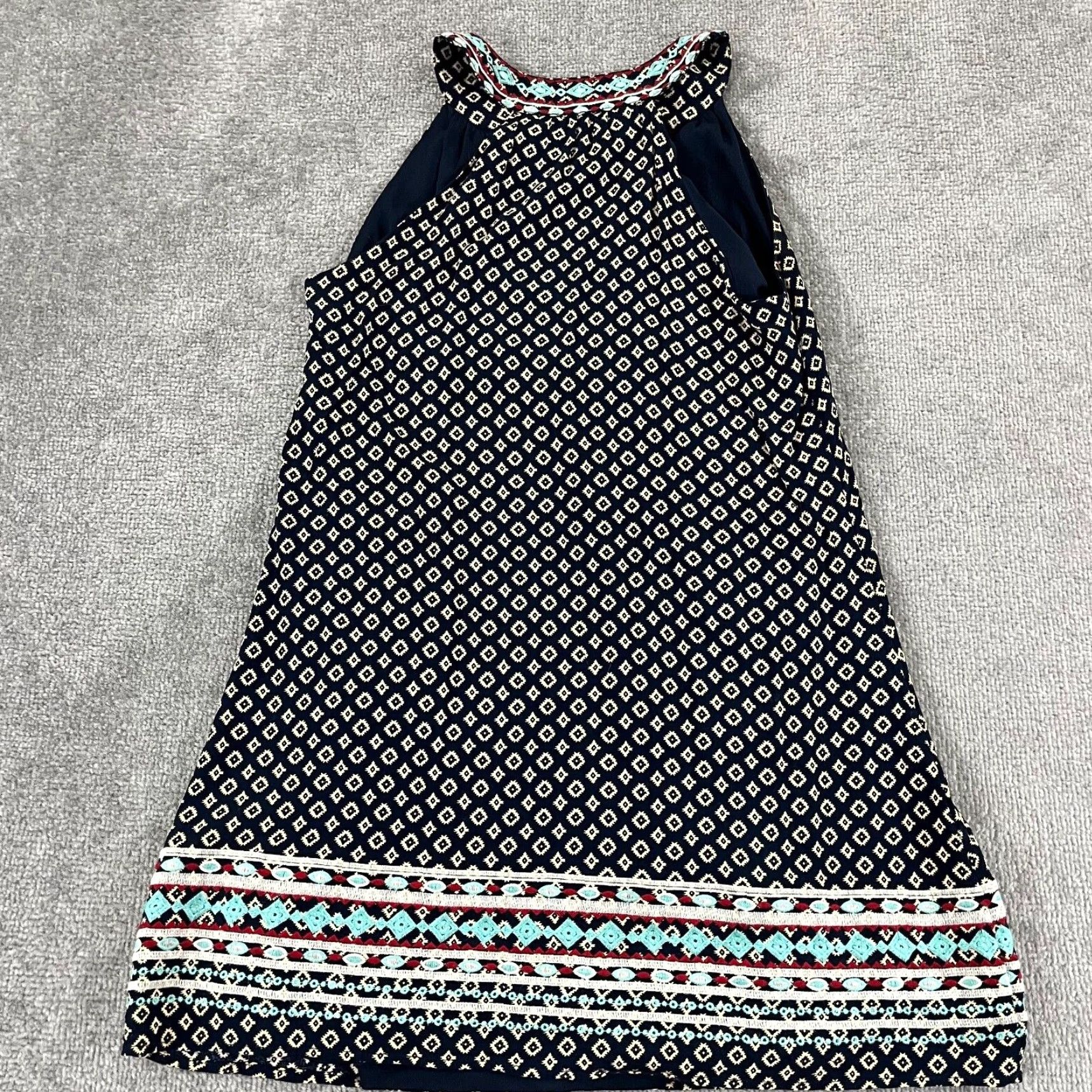 Vintage THML Dress Womens Small Faye BOHO Dark Blue 32" Mini Shift Embroidered Lined Size S / US 4 / IT 40 - 2 Thumbnail