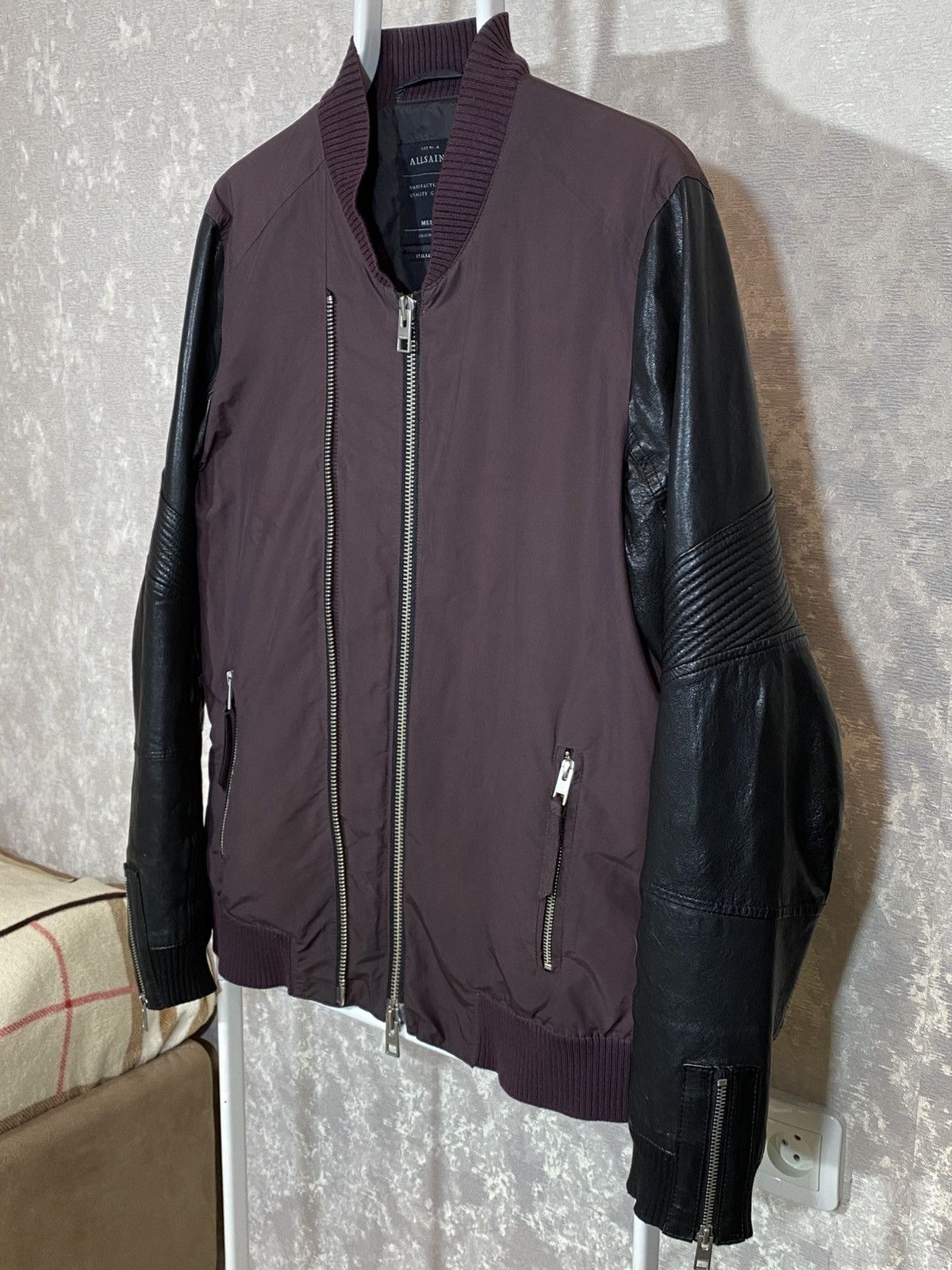 Allsaints × Diesel Allsaints Men Bomber Leather Jacket Size US M / EU 48-50 / 2 - 3 Thumbnail