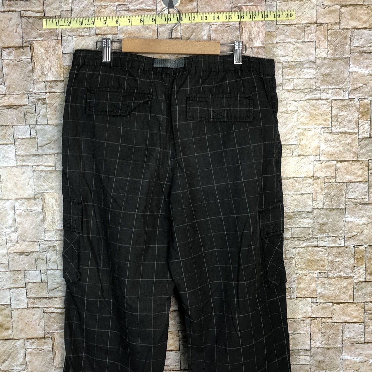 Japanese Brand Cinema Black Checkred Cargo Multipocket Pants #A319 Size US 31 - 17 Thumbnail