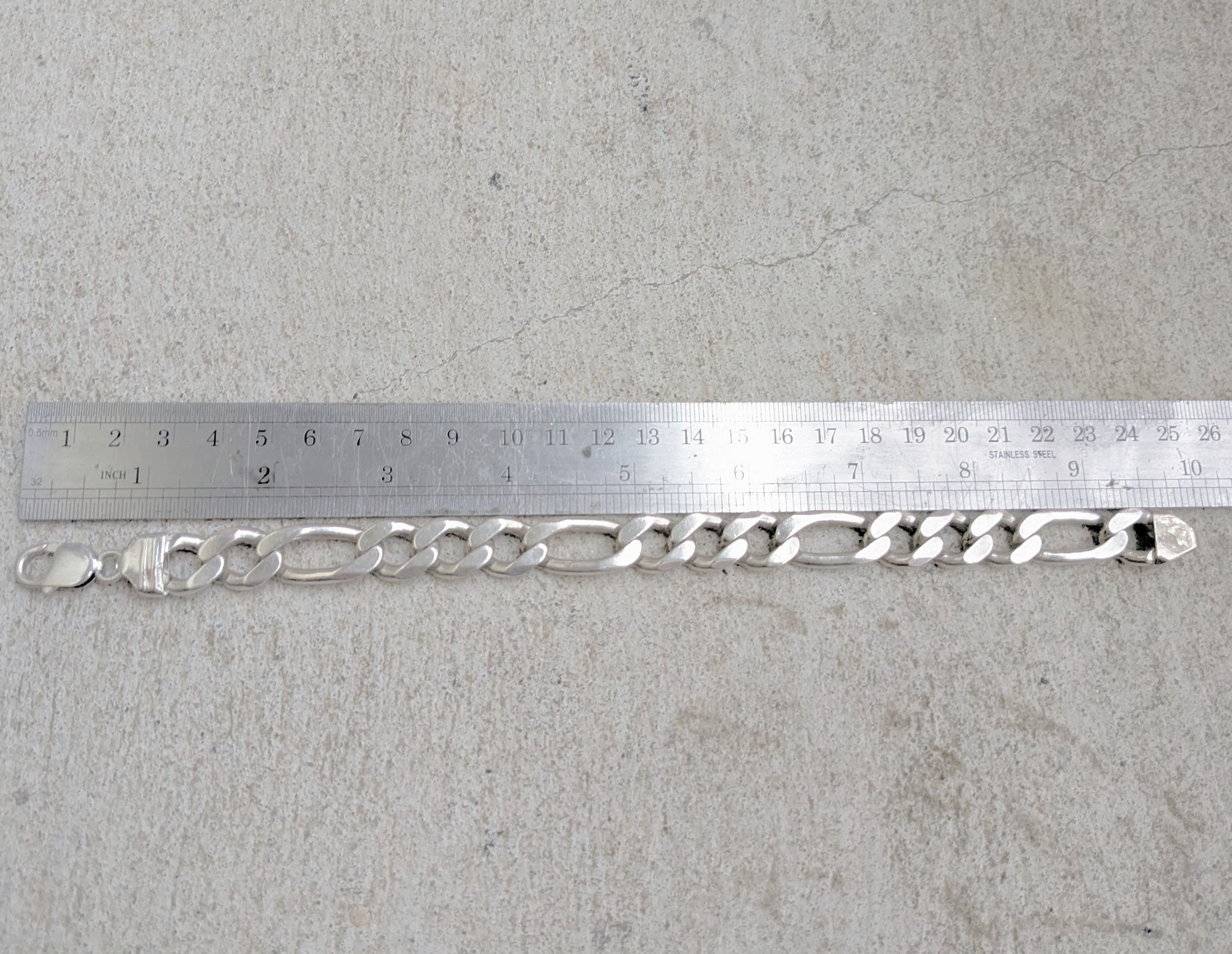 Jewelry Vintage Sterling Silver Bracelet Figaro Chunky Thick Punk Size ONE SIZE - 15 Thumbnail