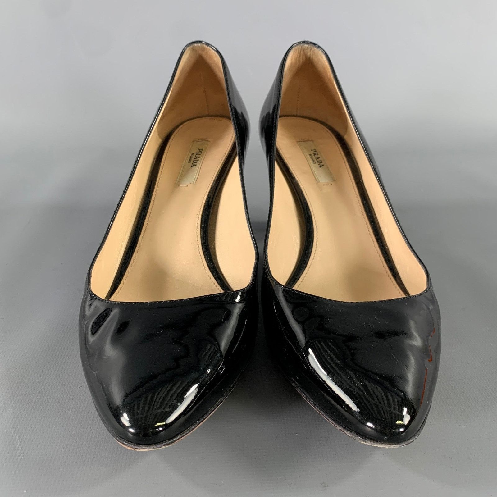 Prada PRADA Size 8 Black Patent Leather Pointed Toe Pumps Size US 8 / IT 38 - 4 Thumbnail