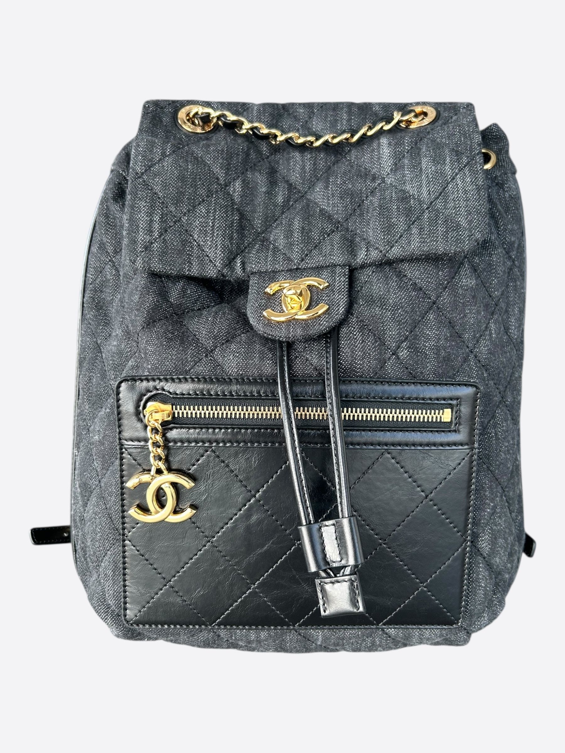 Chanel Chanel Dark Grey Denim Quilted Flap Backpack Size ONE SIZE - 1 Thumbnail