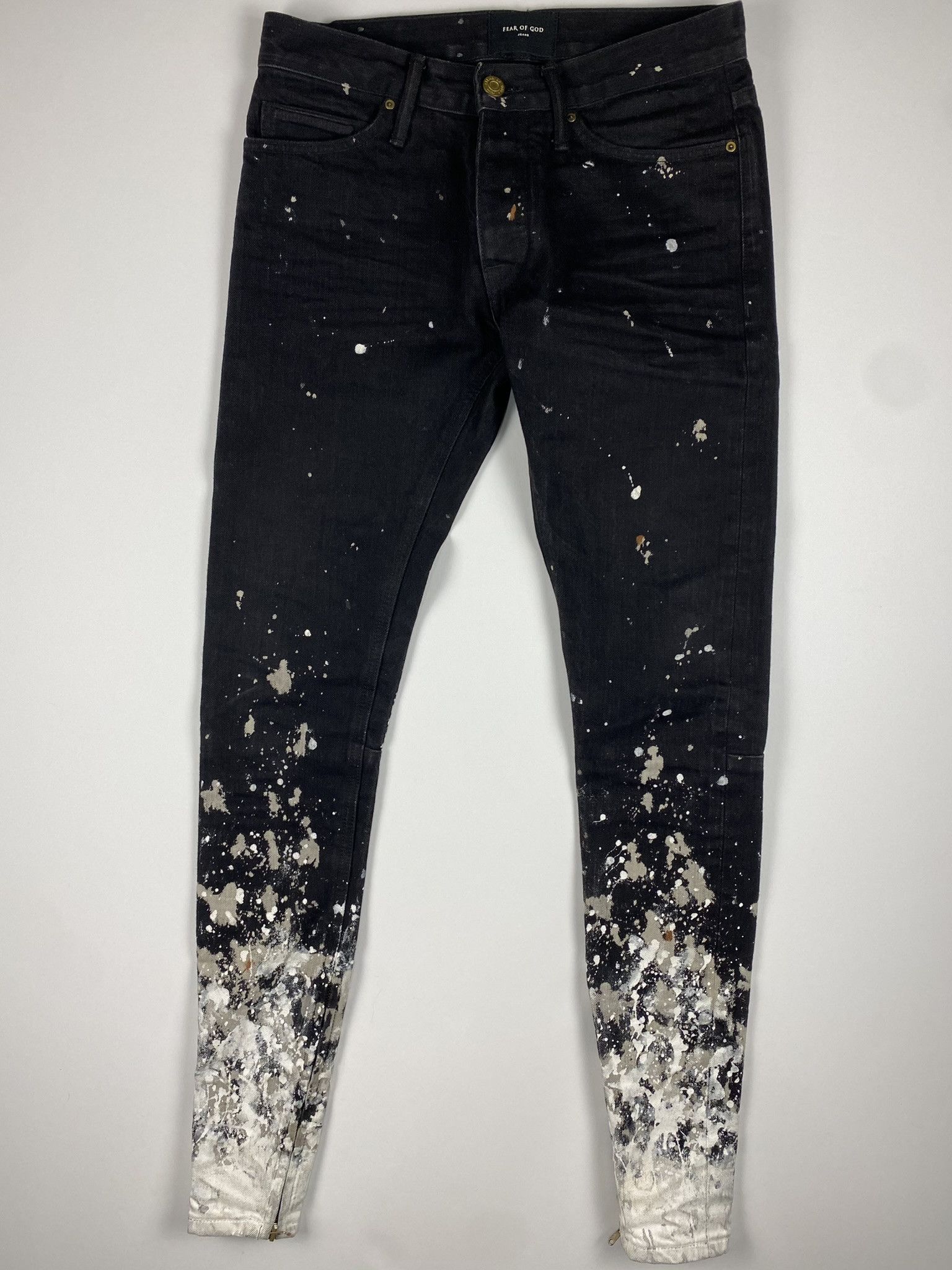 Fear of God White on Black Splatter Denim