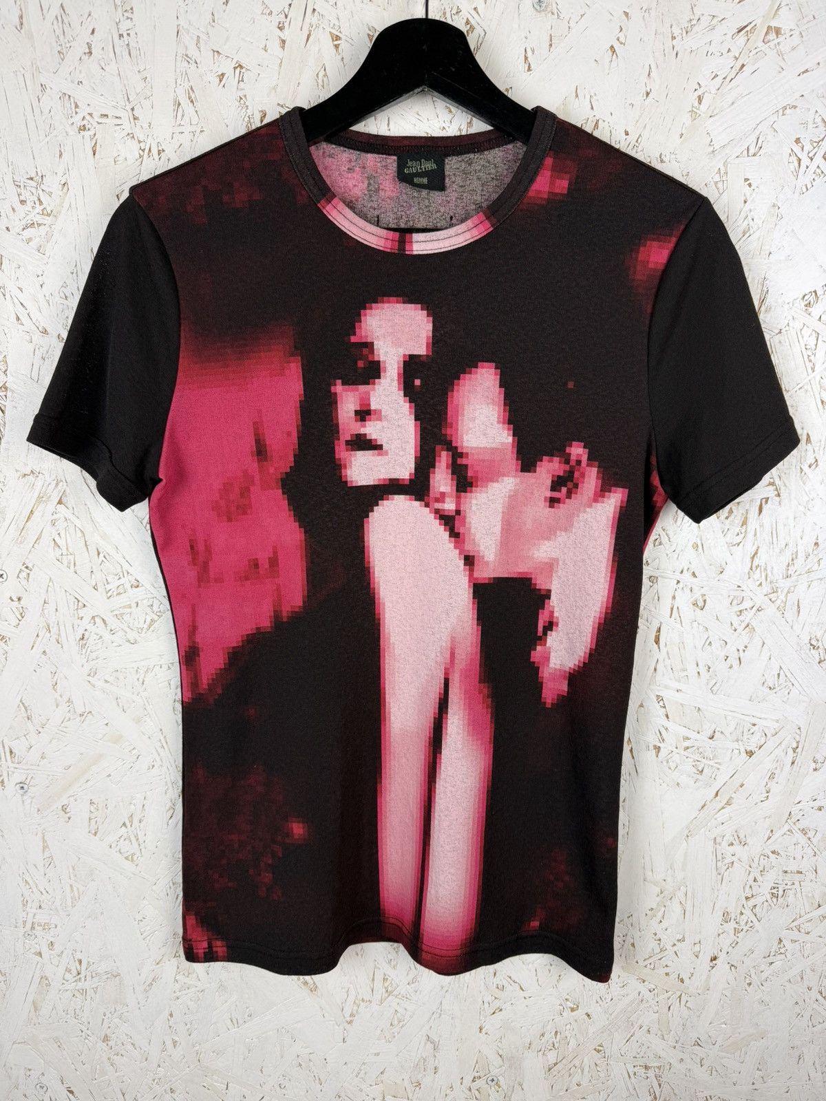 Jean Paul Gaultier AW00 Pixelated Kiss Mesh T-Shirt Size 48