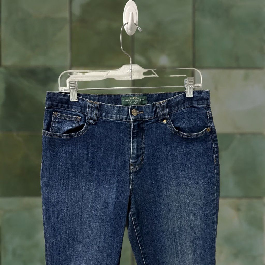 CO Lauren Jeans Co Ralph Lauren Womens Petite 10P Medium Blue Denim Cropped 25in Inseam 5-Pocket Zipper Button Classic Straight Leg Varsity Style Jeans Size 24" / US 00 / IT 34 - 1 Thumbnail