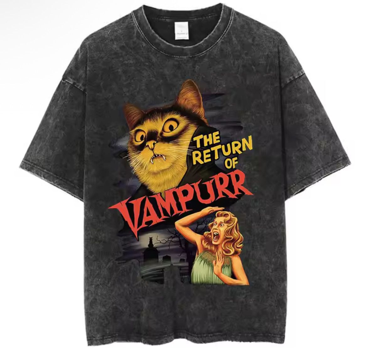 Japanese Brand Hip Hop Vintage Vampurr Cat Anime Graffiti Washed T-Shirt Size US M / EU 48-50 / 2 - 1 Thumbnail