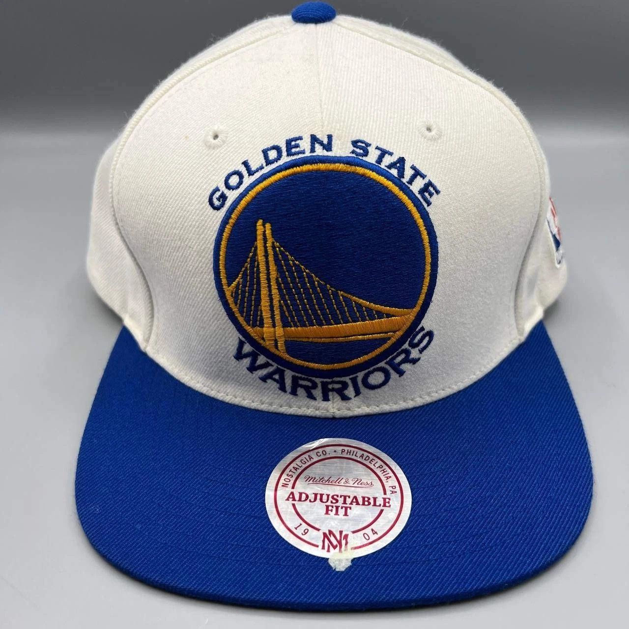 Mitchell & Ness Golden State Warriors GSW Hat Men White Blue Snap Back Cap Size ONE SIZE - 3 Thumbnail
