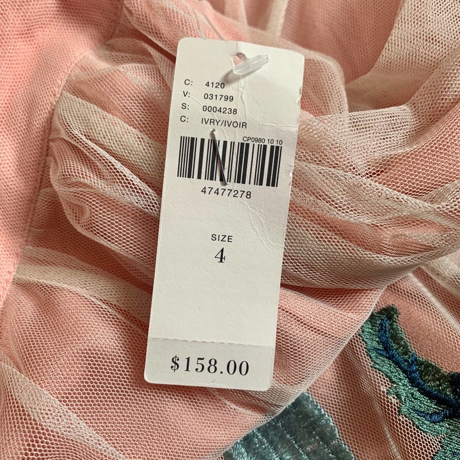 Anthropologie Anthropologie Peach Embroidered Tulle Maxi Skirt size 4 Size 27" / US 4 / IT 40 - 5 Thumbnail