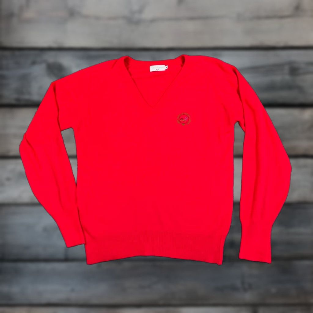 Vintage VINTAGE 70s Royal Kaanapali Wool V-Neck Sweater Adult Medium Red Embroidered Retro Mens Size US M / EU 48-50 / 2 - 1 Thumbnail
