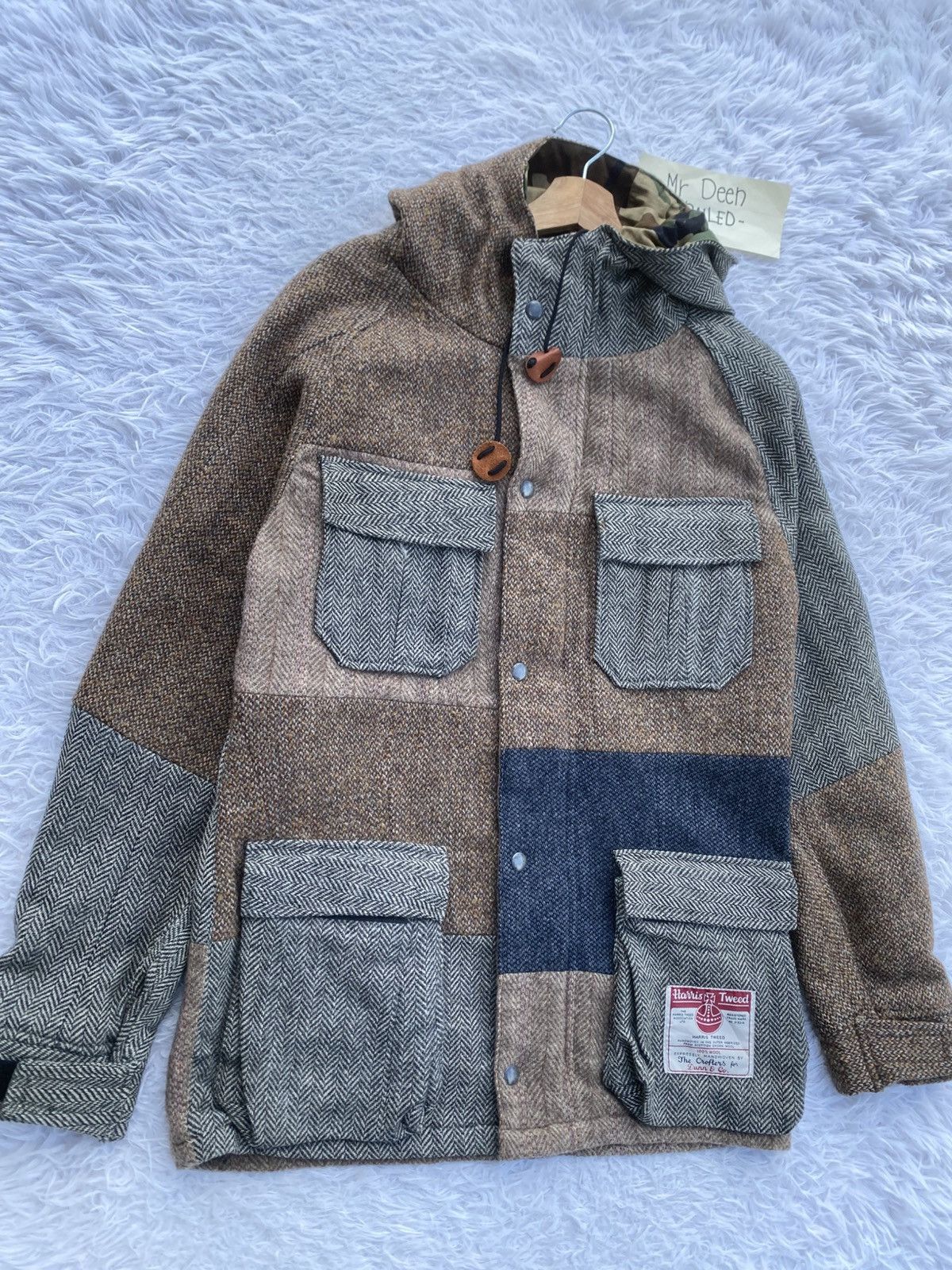 Harris Tweed Rare 1998 Vintage Harris Tweed multitone wool hoodie jacket Size US M / EU 48-50 / 2 - 5 Thumbnail