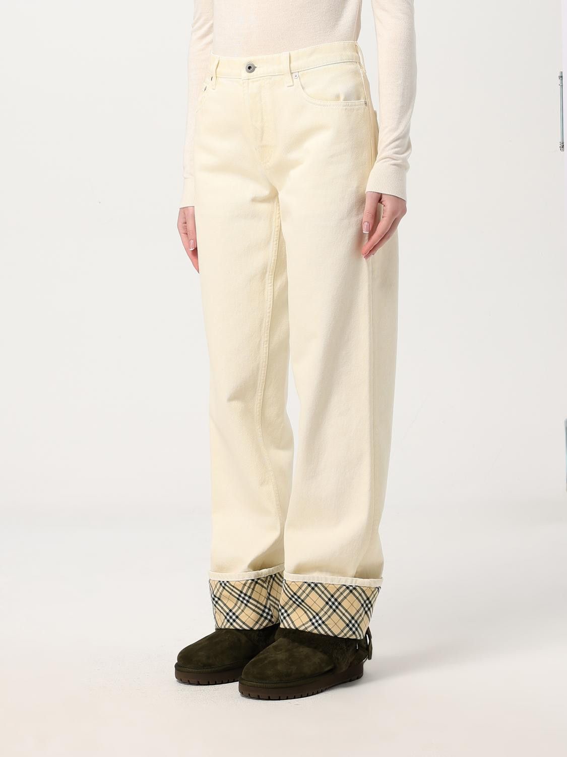 Burberry o1w1db10326 W Denim Straight Jeans in Cream Size 28" / US 6 / IT 42 - 4 Thumbnail