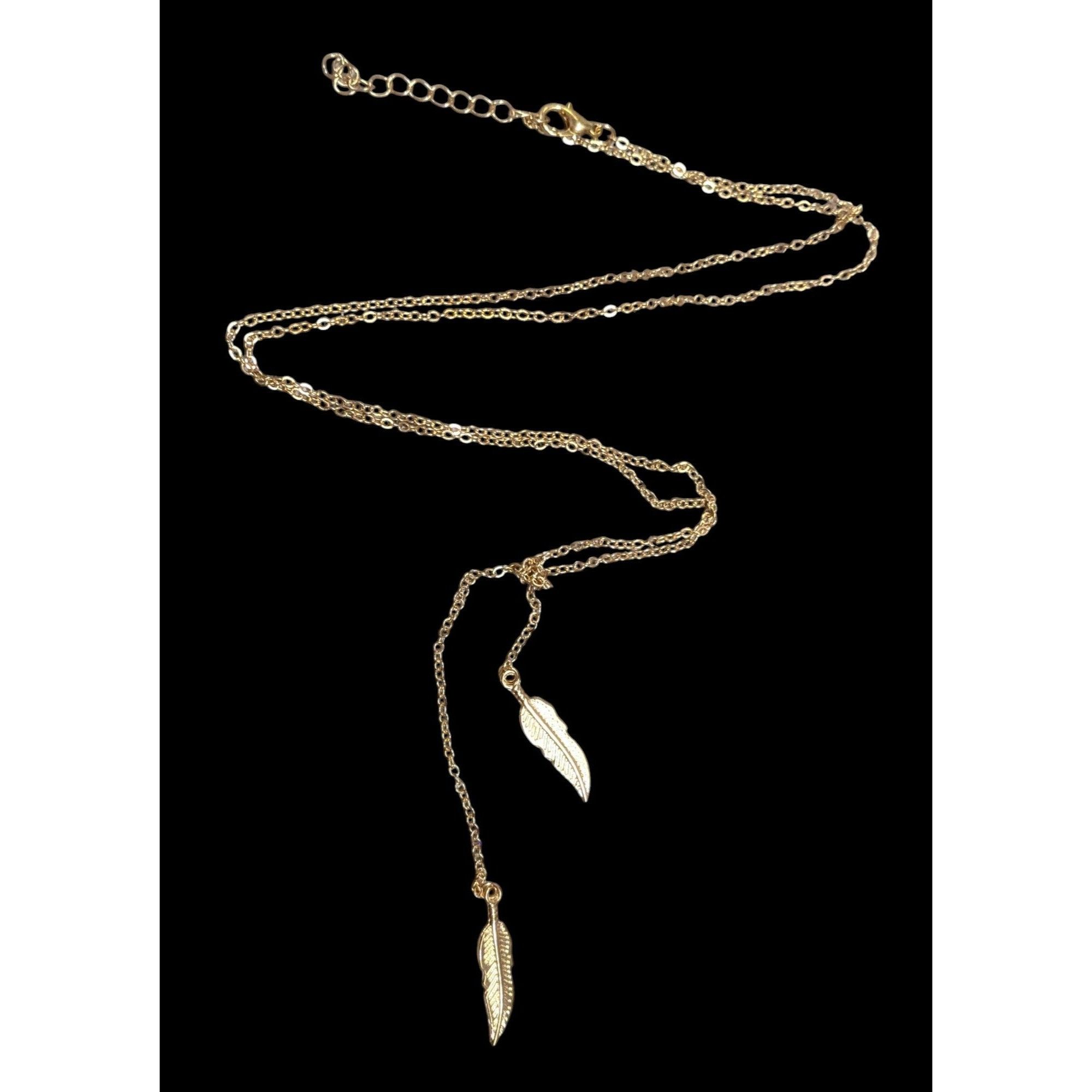 Other Nature Inspired Bohemian Feather Charm Gold Tone Lariat Neck Size ONE SIZE - 1 Thumbnail