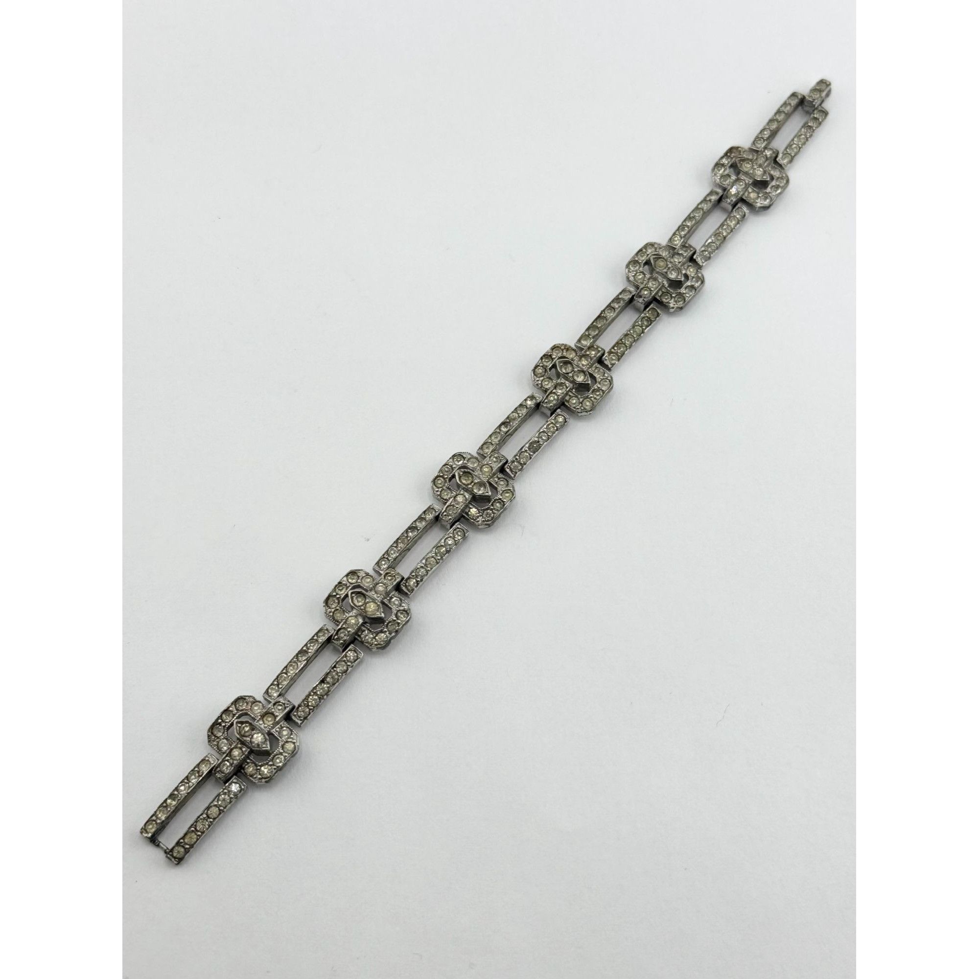 Vintage Estate art deco pave rhinestone bracelet Size ONE SIZE - 6 Thumbnail