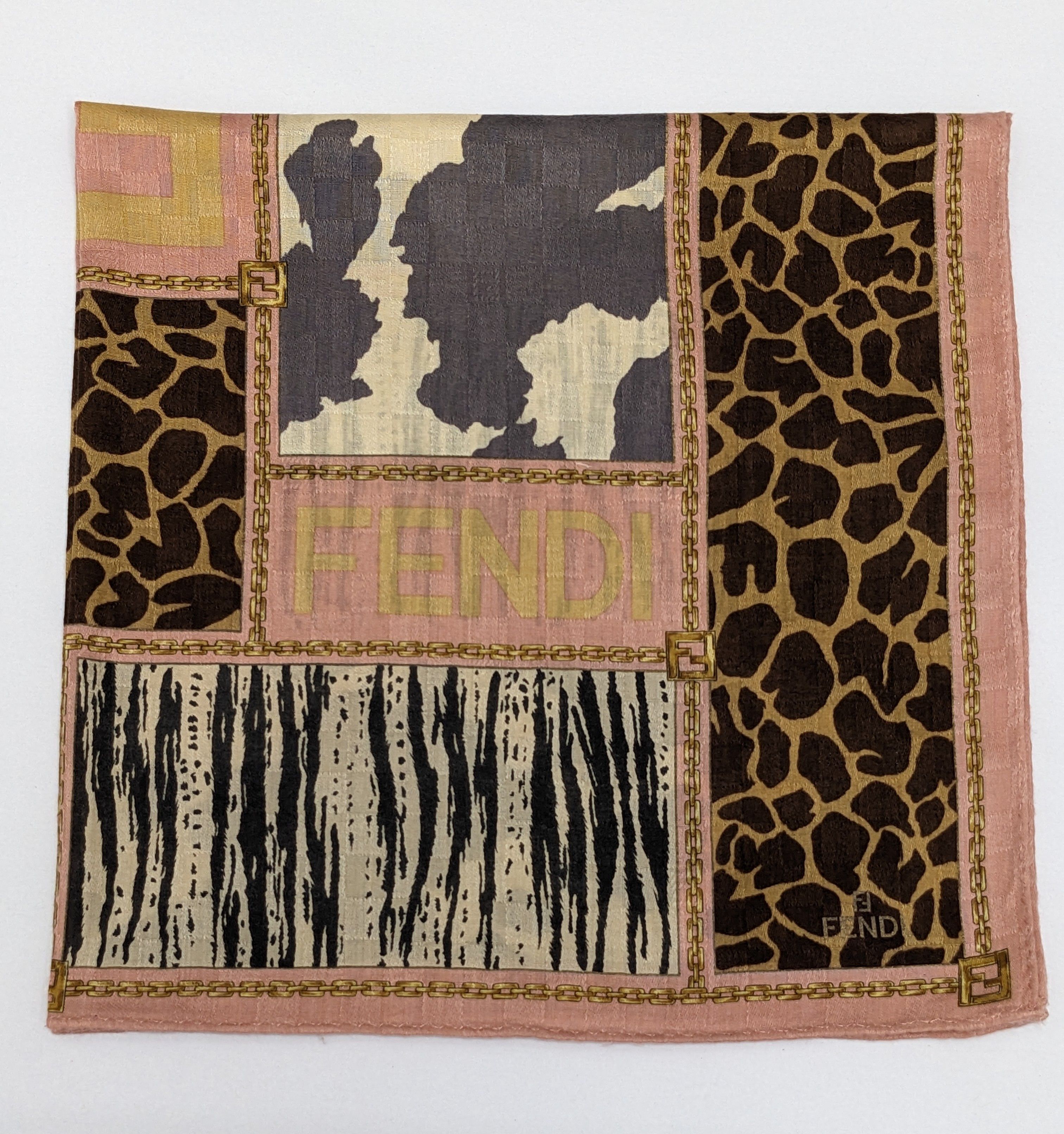 Fendi Fendi Silk Patchwork Animal Leopard Zebra Cow Gold Chain Size ONE SIZE - 1 Thumbnail