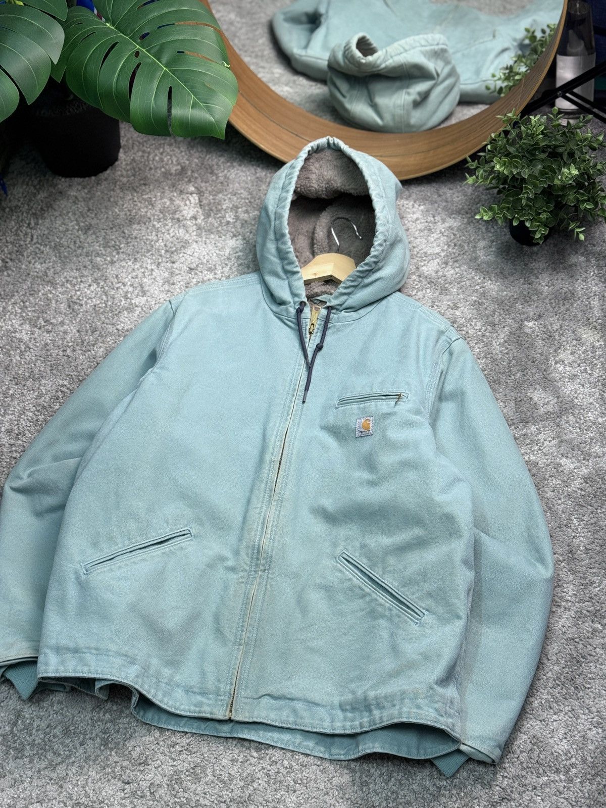 Carhartt Carhartt WJ141 454 Seaglass Blue Sierra Sherpa Lined Jacket Size US L / EU 52-54 / 3 - 3 Thumbnail