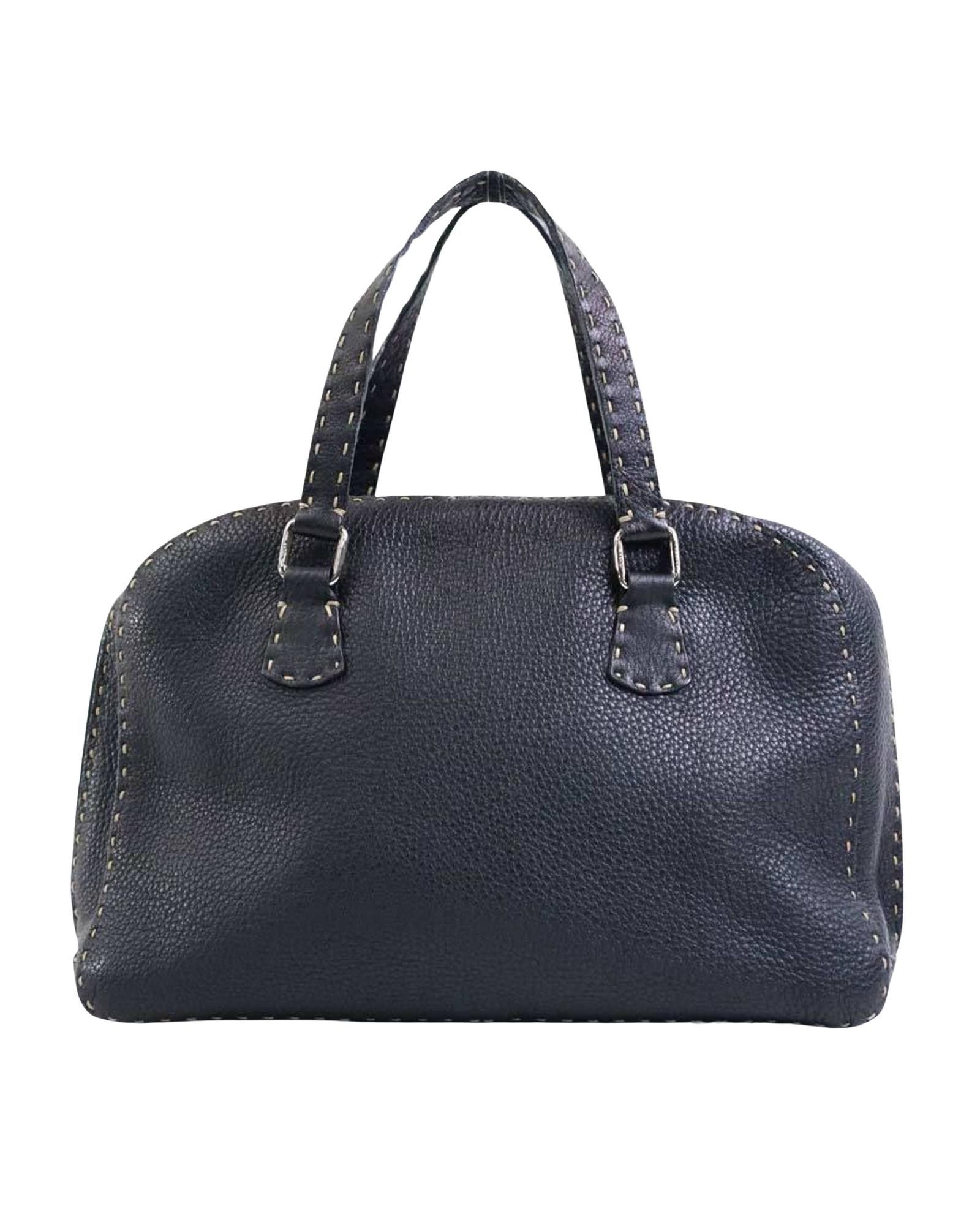 image of Fendi Black Leather Practical And Elegant Bag, Women's