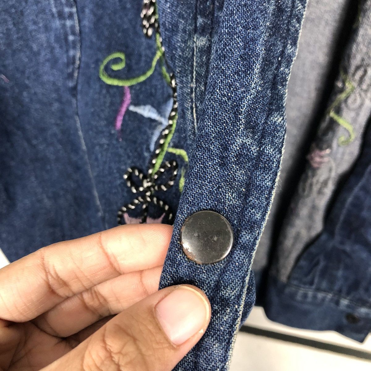Japanese Brand 📌Vintage Denim Jacket Unbranded Floral Embroidered Big Logo Size US M / EU 48-50 / 2 - 17 Thumbnail
