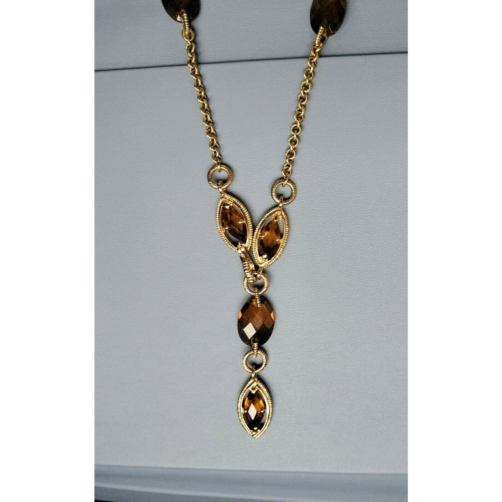 Monet Monet Necklace Vintage Gold Tone Brown Station Y Drop Size ONE SIZE - 6 Thumbnail
