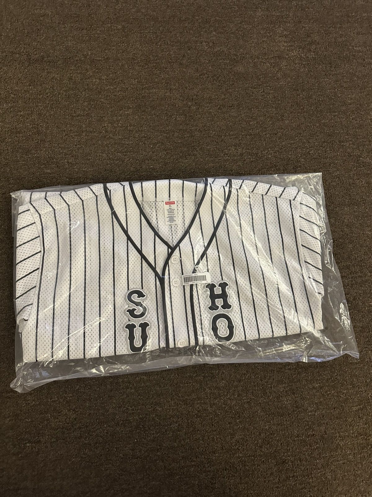 Supreme Supreme Homerun White Pinstripe Baseball Jersey Size XL 
