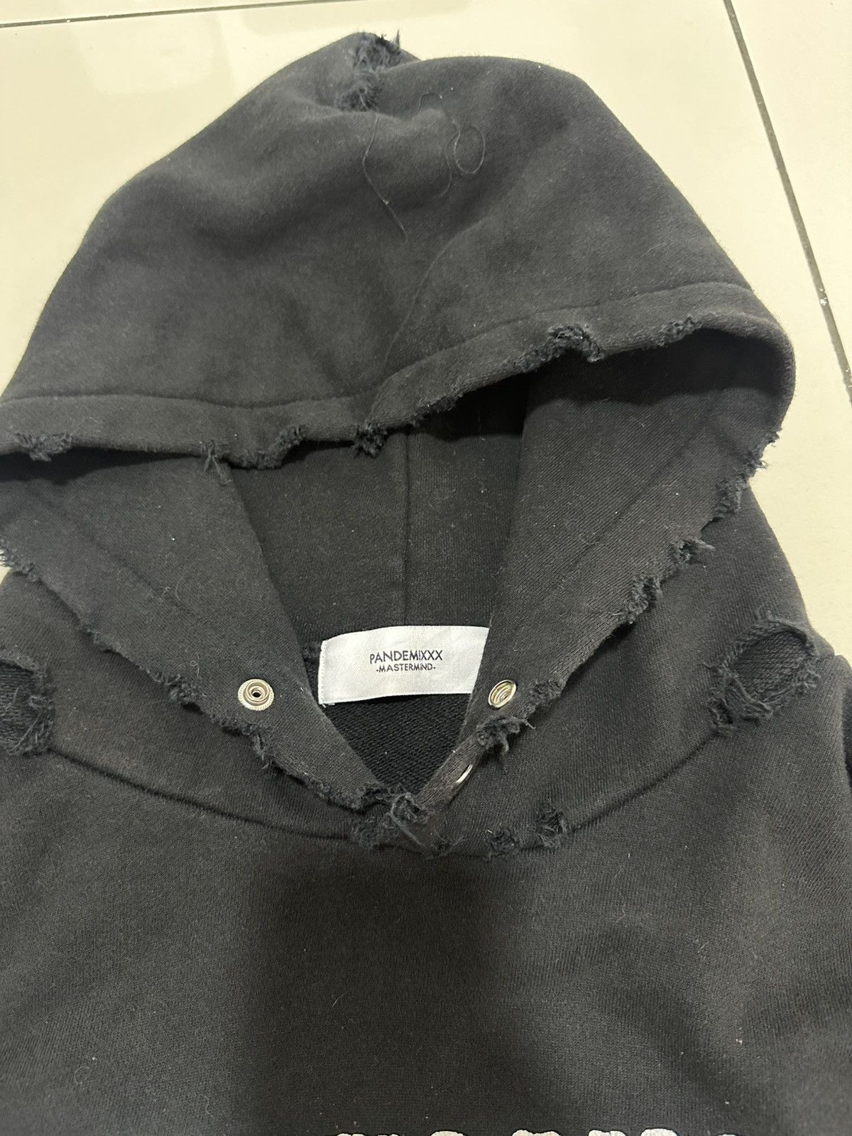 Japanese Brand Pandemixxx mastermind asymmetrical Wave Leather Hoodie Rare Size US L / EU 52-54 / 3 - 6 Thumbnail