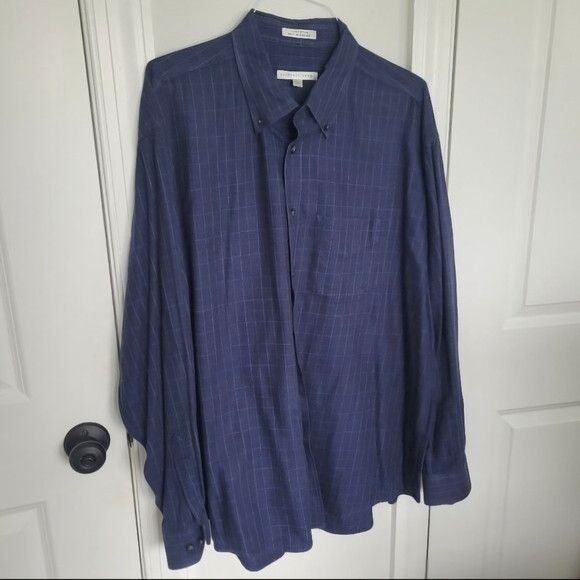 Other Geoffrey Beene Navy Checkered Long Sleeve Button-Up Shirt Size US XXL / EU 58 / 5 - 5 Thumbnail