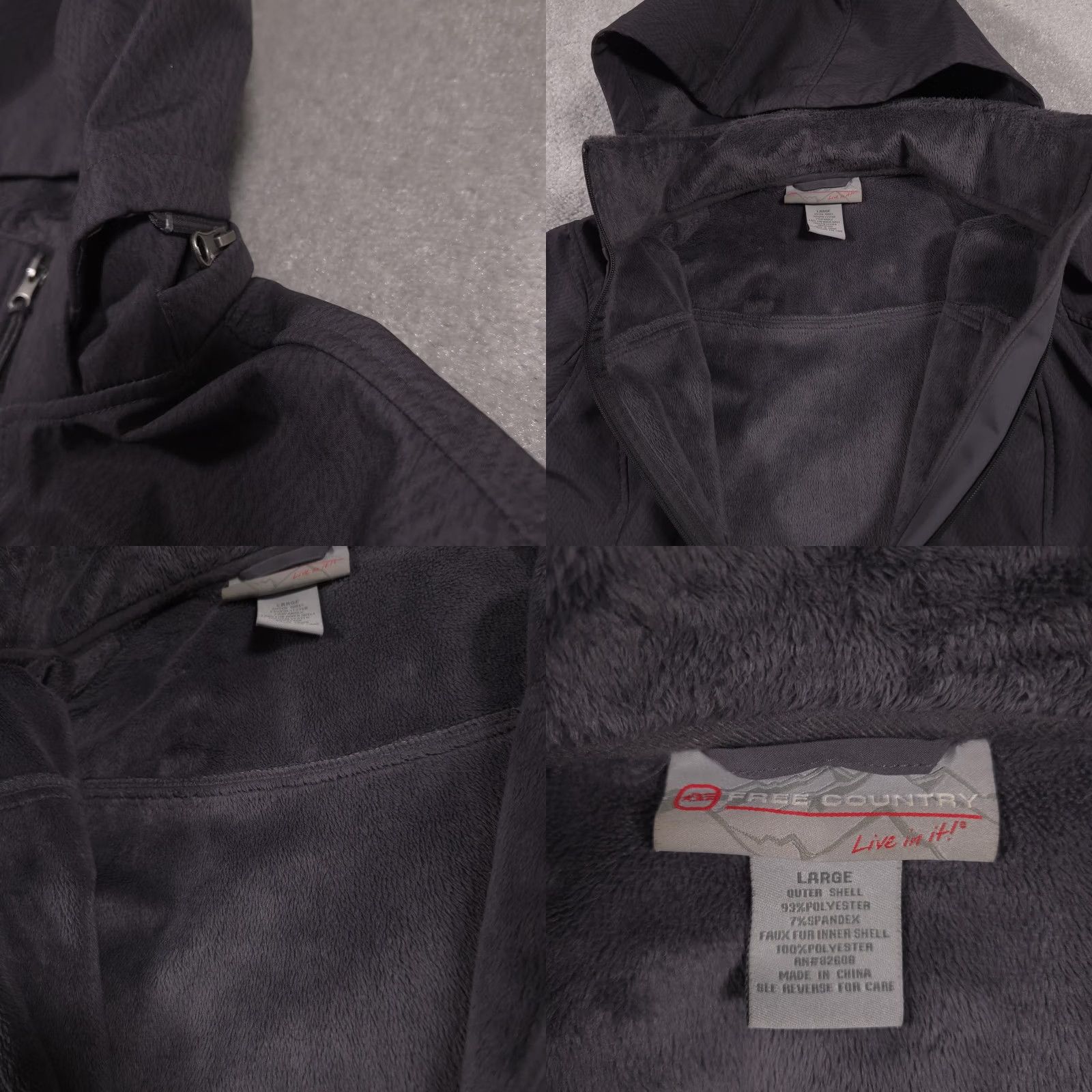 Free Country VINTAGE? No. Free Country Jacket Womens L Gray Softshell Hooded Faux Fur Lined Full Zip Size L / US 10 / IT 46 - 9 Thumbnail