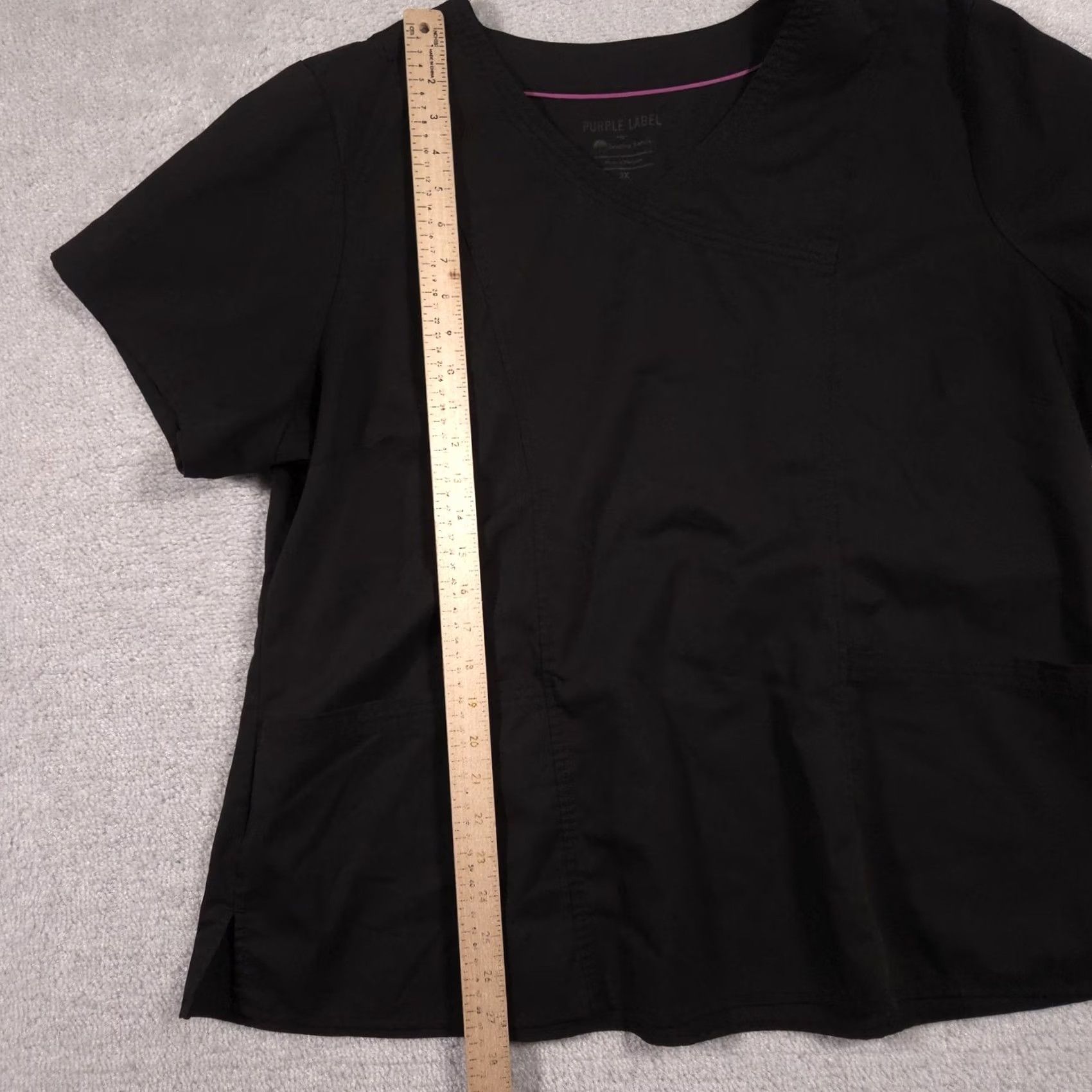 Vintage Healing Hands Purple Label Scrub Top Womens 3X Black V-Neck Nursing Medical Shirt Short Sleeve Tunic with Pockets Womens Mens, Womens Size XXL / US 16-18 / IT 52-54 - 7 Thumbnail