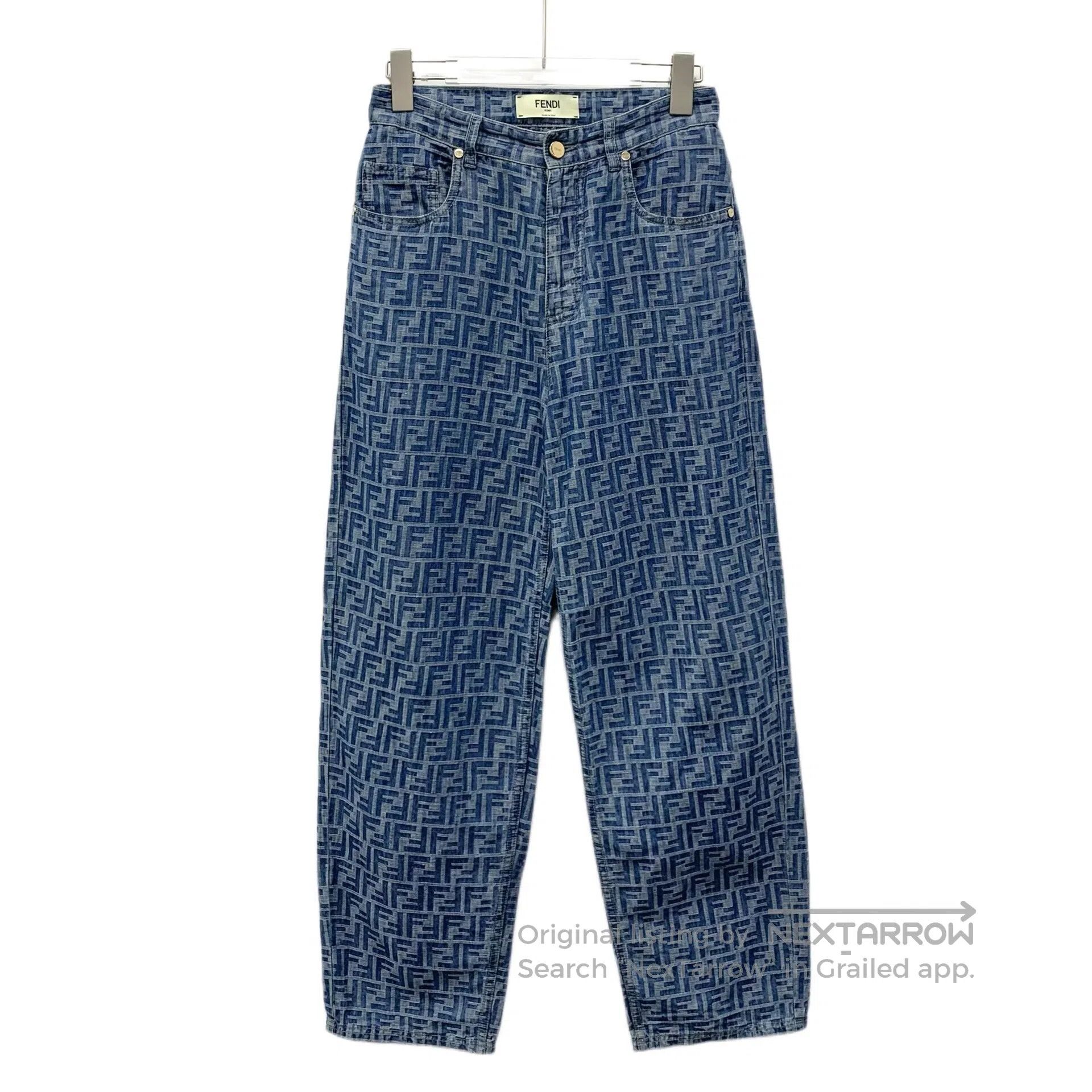 Fendi FENDI Deep blue double F jacquard cotton casual denim long Size US 36 / EU 52 - 1 Thumbnail