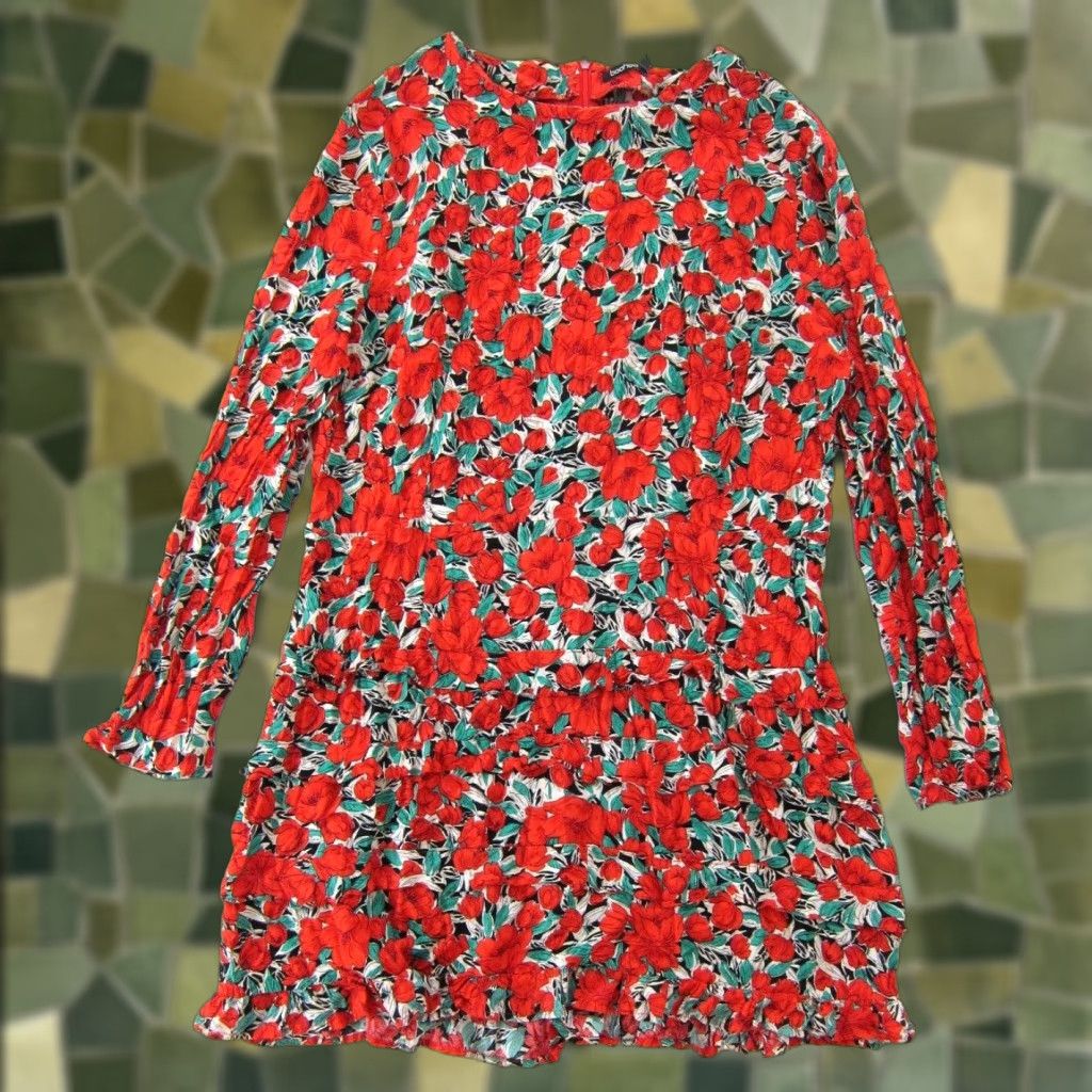 Boohoo Boohoo Dress Narrowing: Red Boohoo 100% Rayon Tulip Floral Long Sleeve Tunic Smock Dress US 18 Size XXL / US 16-18 / IT 52-54 - 1 Thumbnail