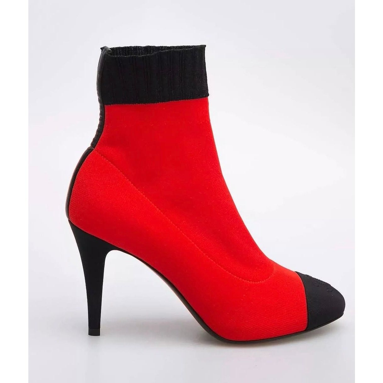 Chanel NWOB Chanel 2019 Red & Black Knit Sock Booties, Size 41 Size US 10 / IT 40 - 2 Thumbnail
