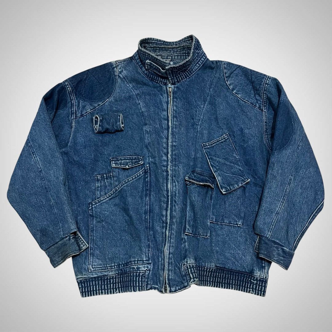 Vintage Vintage Indigo Blue Cargo Bomber Jacket (Katharine Hamnett) Size US XL / EU 56 / 4 - 2 Thumbnail