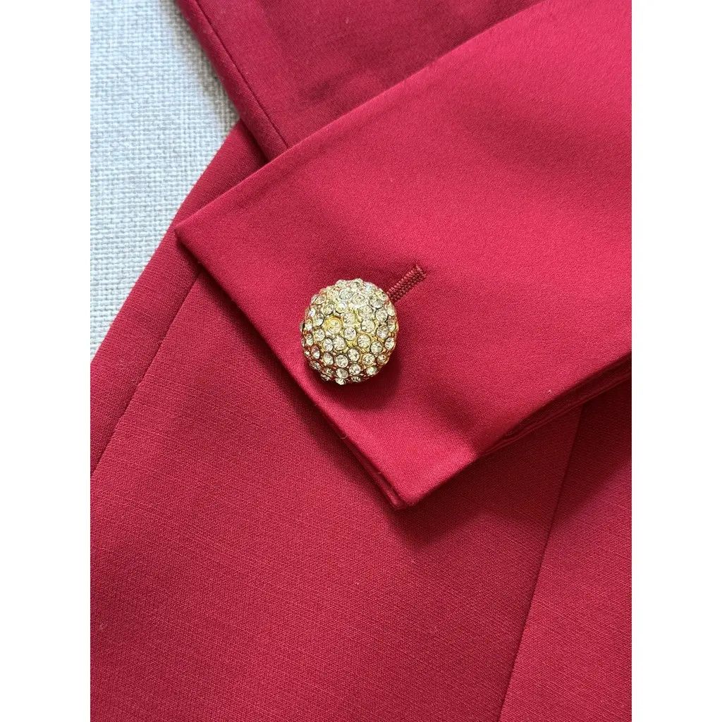 Max Mara Max Mara Red Double-Breasted Tailored Blazer Dress FR38 Size S / US 4 / IT 40 - 5 Thumbnail