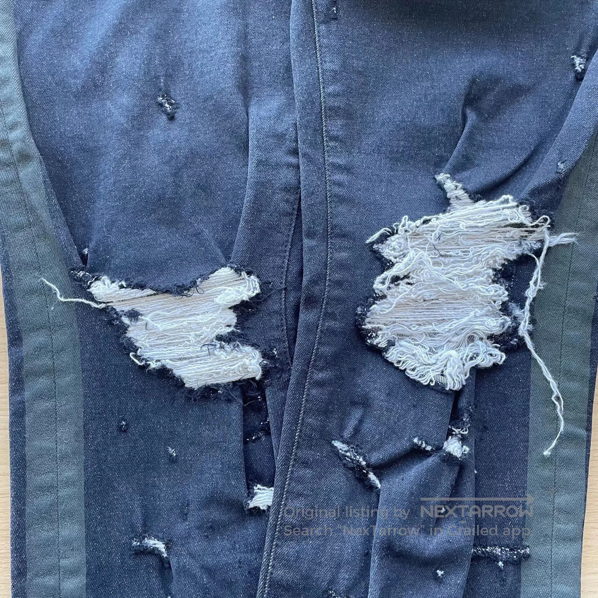 Balmain Balmain Black-Green Distressed Jeans. Size US 33 - 5 Thumbnail