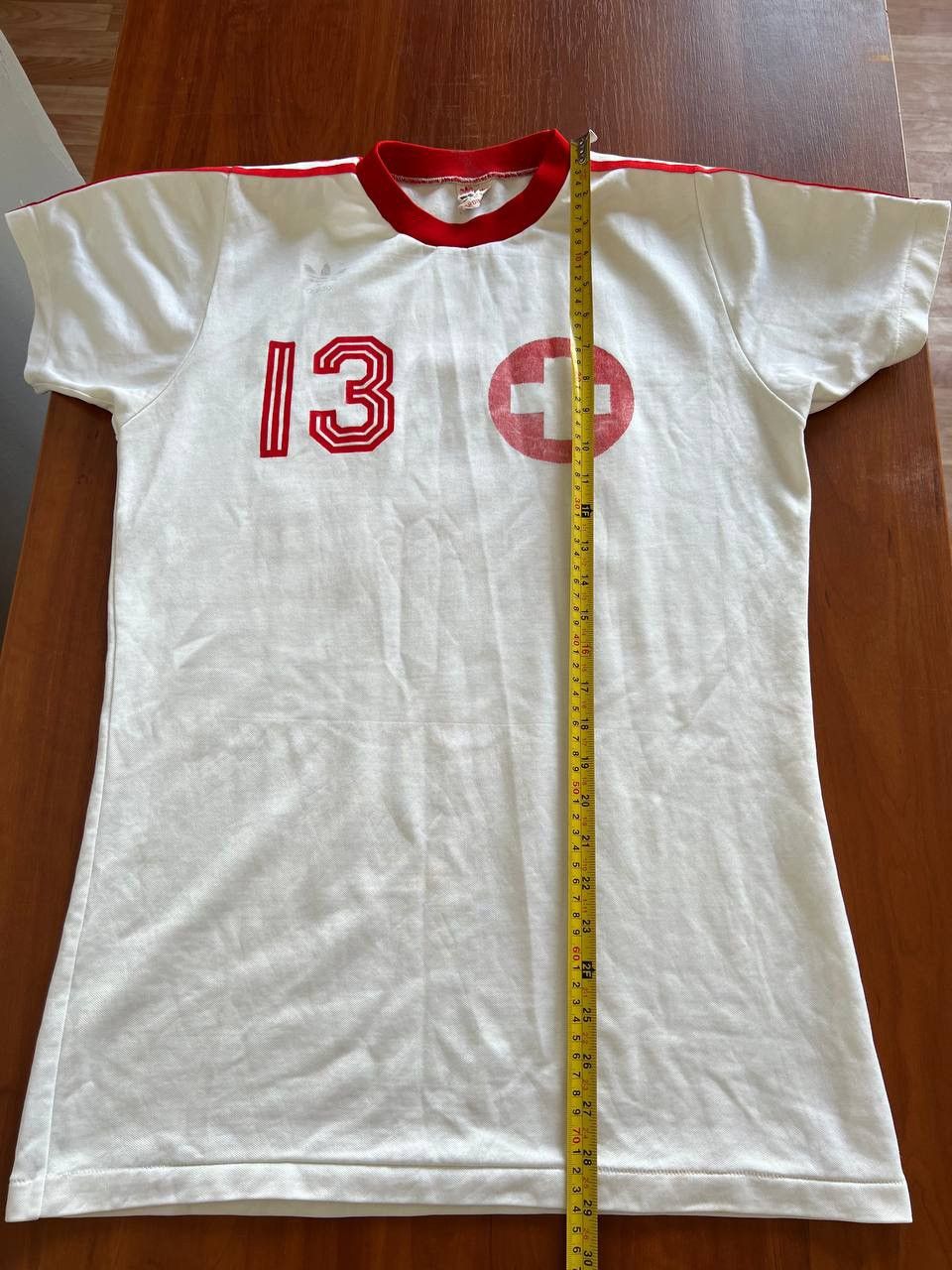 Vintage ULTRA RARE! 1975 SWITZERLAND #13 MATCH WORN ADIDAS JERSEY L Size US L / EU 52-54 / 3 - 24 Thumbnail