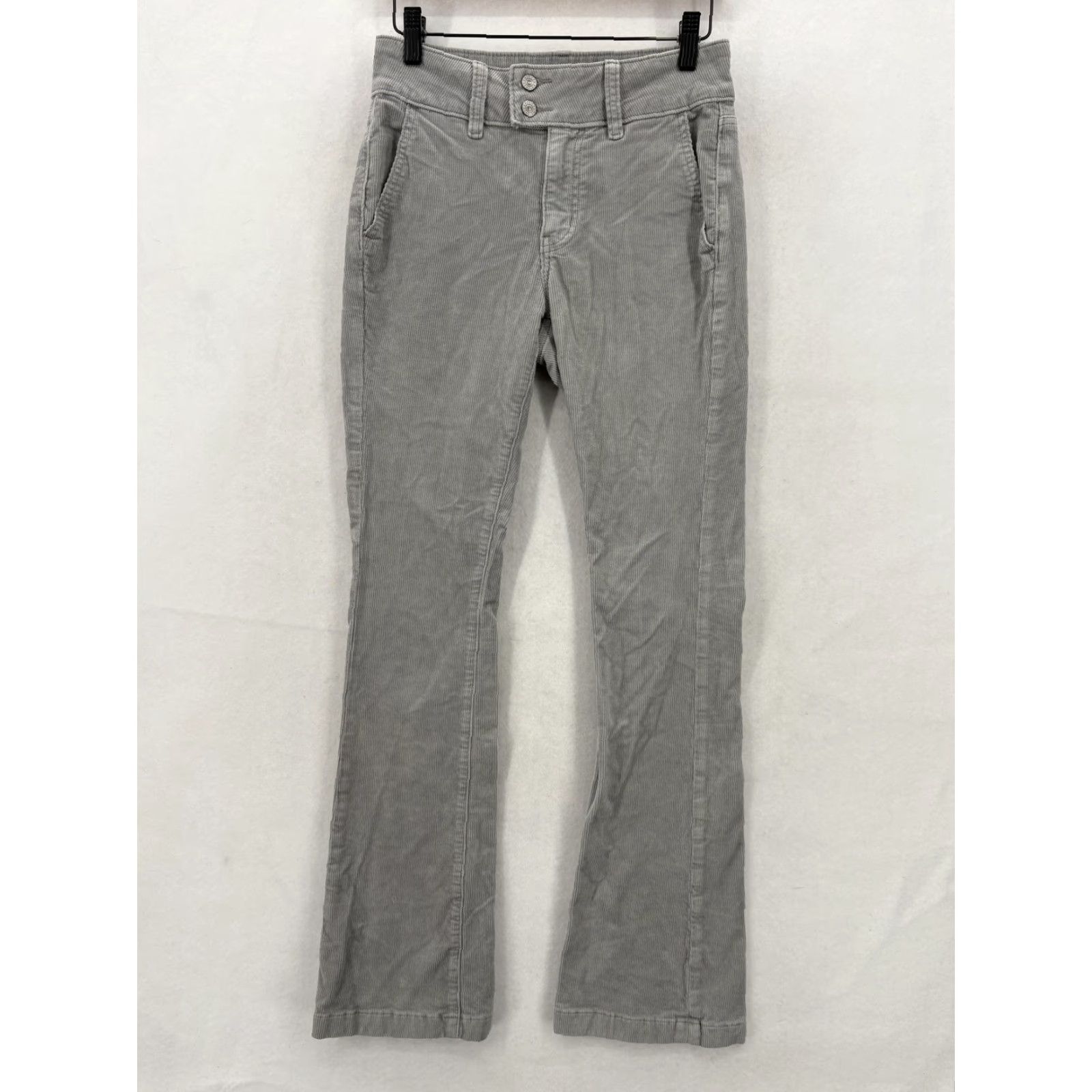 American Eagle Outfitters VINTAGE American Eagle Pants Womens 0 Gray Corduroy Bootcut Stretch Low Rise Casual Y2K Size 25" / US 0 / IT 36 - 2 Thumbnail