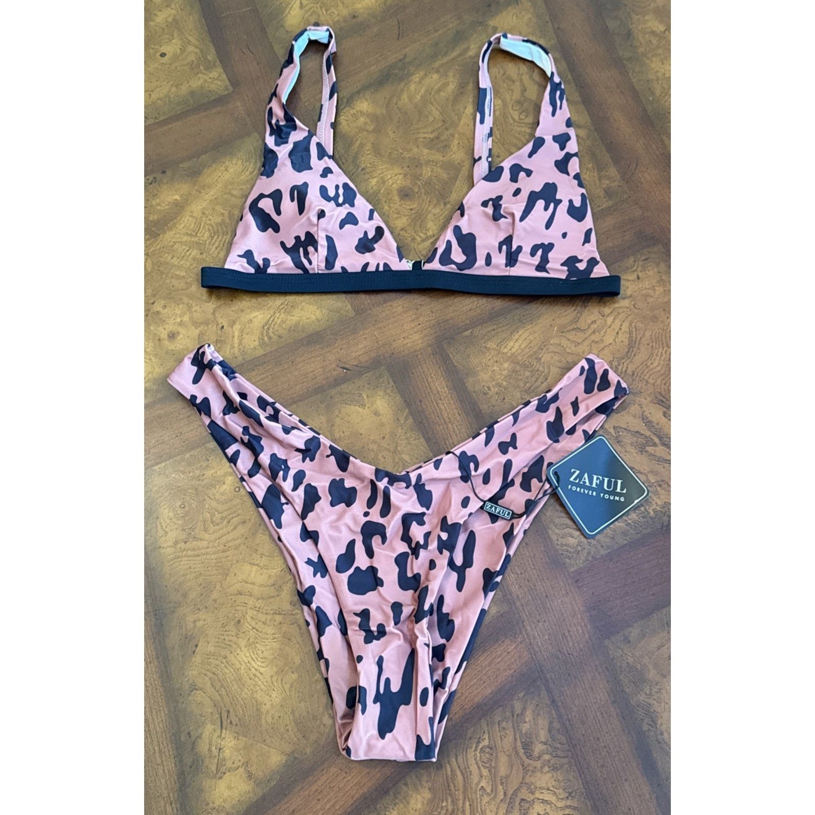 ZAFUL Zaful Black And Brown Animal Print Swimsuit Size US 6 Size M / US 6-8 / IT 42-44 - 1 Thumbnail