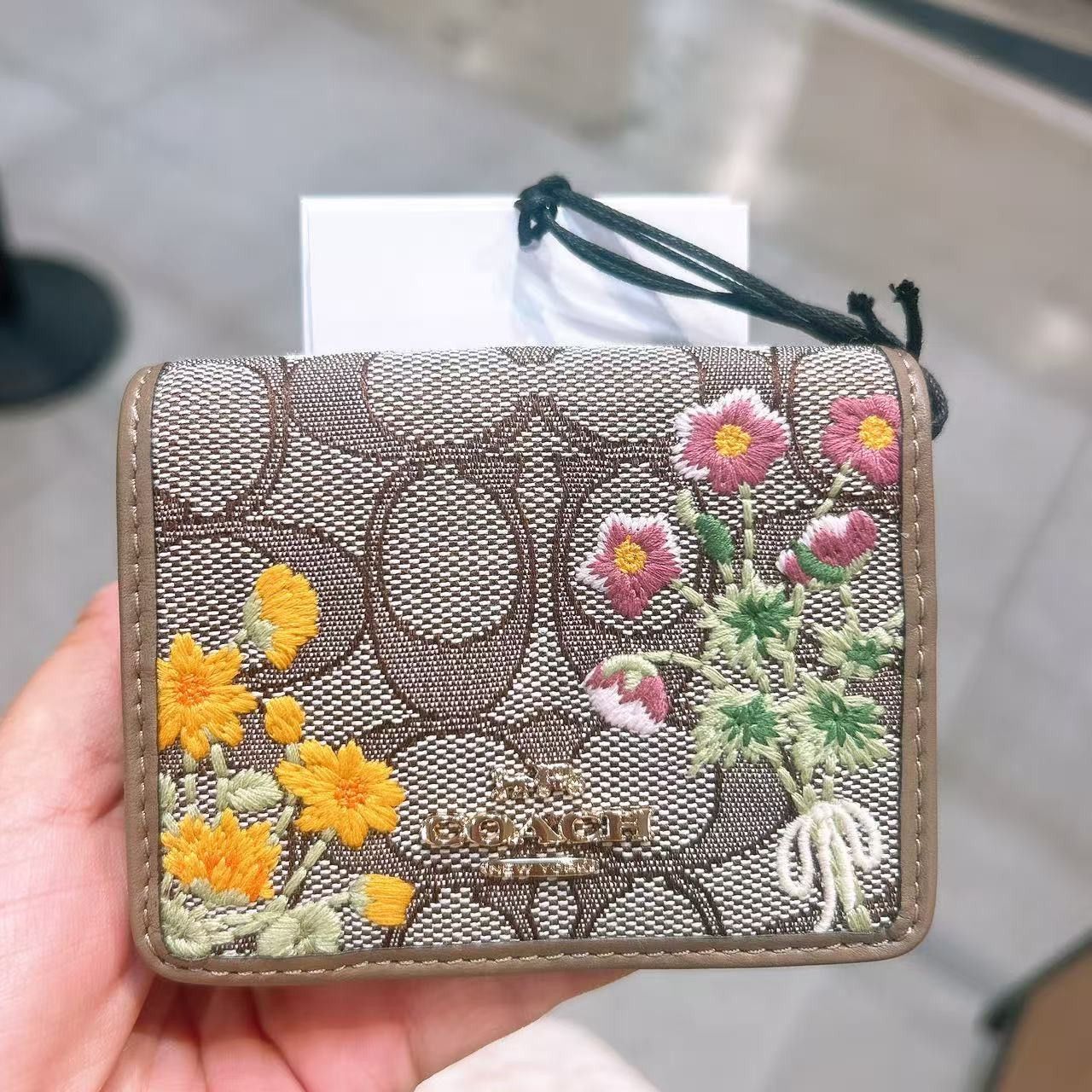 Coach Mini Wallet On A Chain with Floral Embroidery CEF60 Size ONE SIZE - 1 Thumbnail