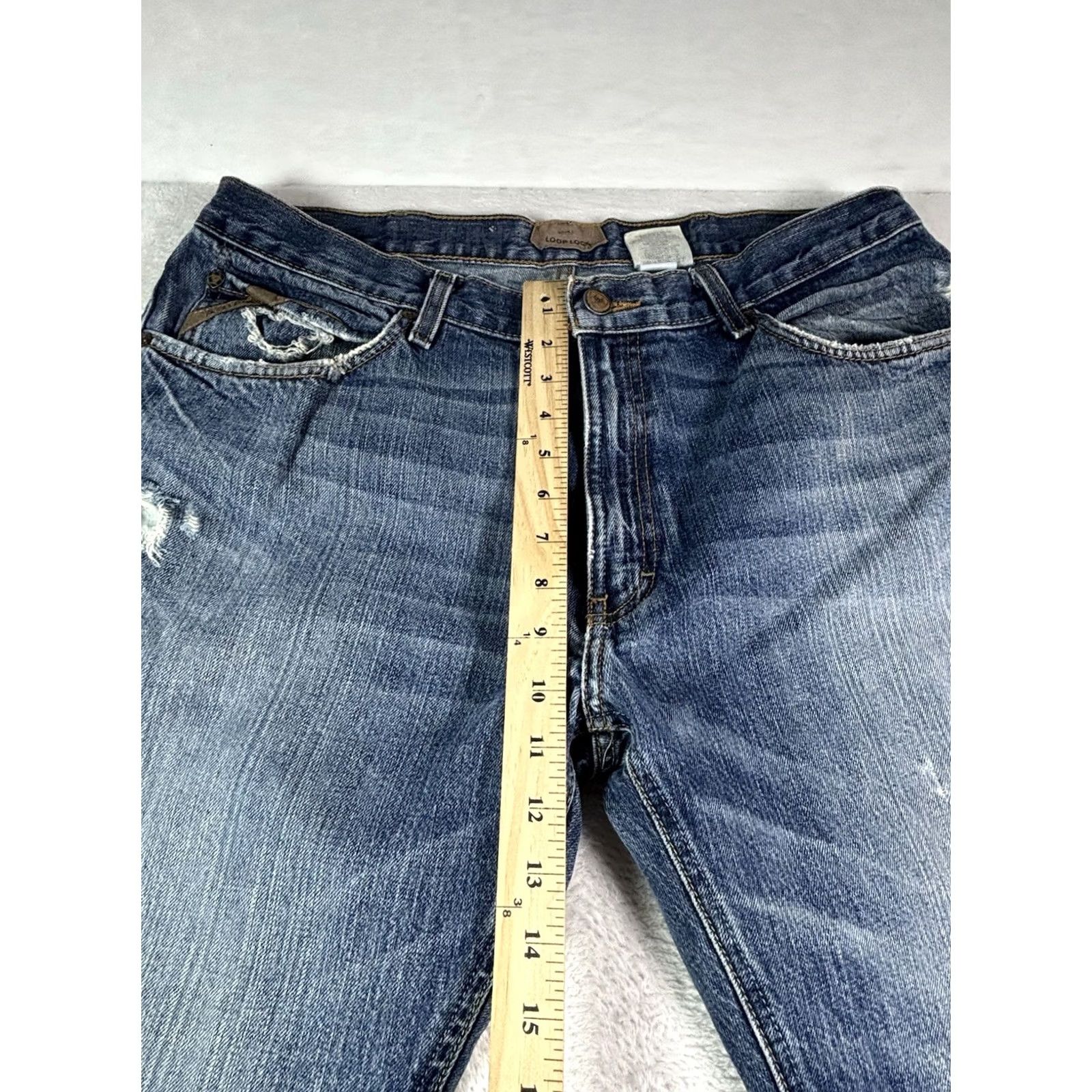 Ariat Ariat Jeans Regular 36x32 M4 Blue Distressed Bootcut Logo Embroidered Men Size US 36 / EU 52 - 3 Thumbnail