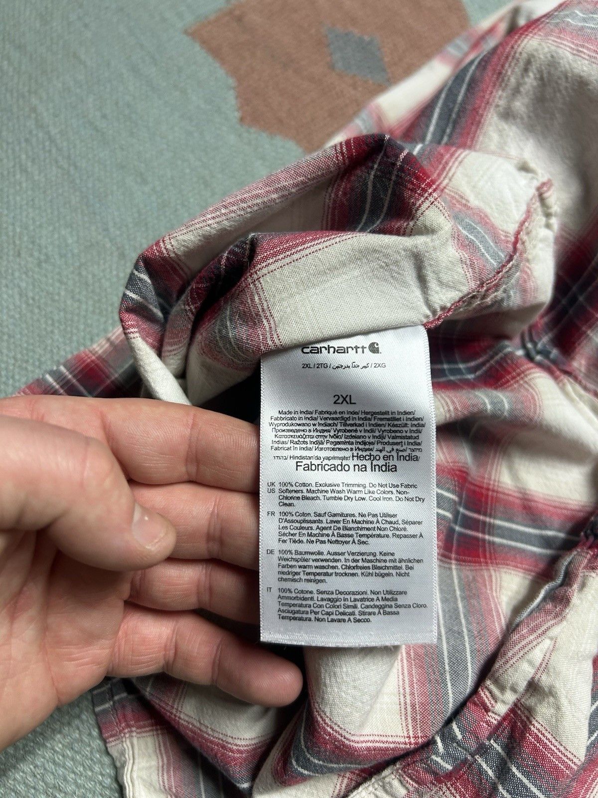 Vintage Carhartt button shirt loose fit plaid cotton lightweight XXL Size US XXL / EU 58 / 5 - 6 Thumbnail