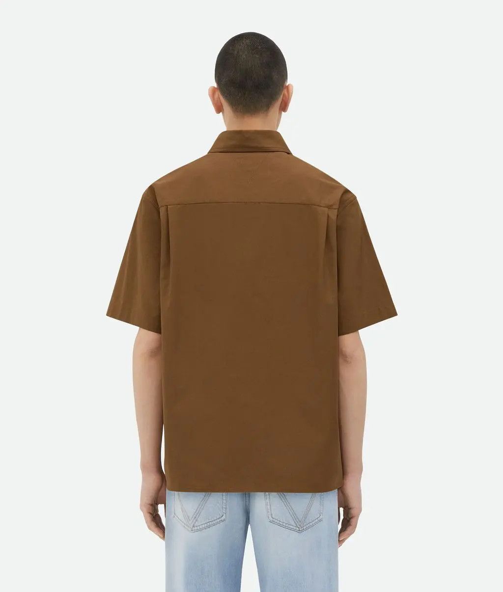 Bottega Veneta o1lf3ng10525 Short-Sleeved Cotton Shirt in Cedar Size US M / EU 48-50 / 2 - 3 Thumbnail