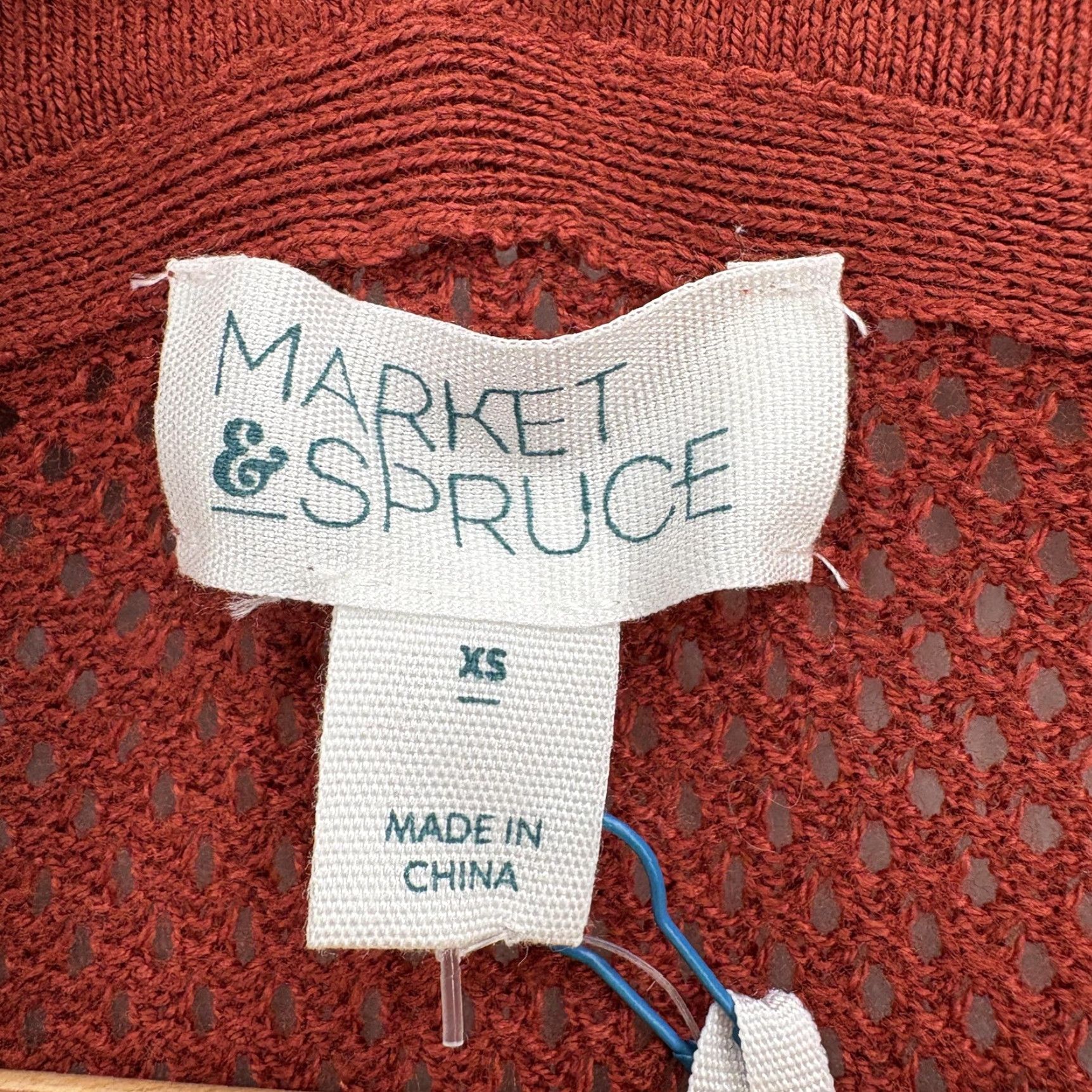 Market Market & Spruce Sweater Womens XS Copper Rowan Textured Crew Neck Knit Open-Knit Lightweight Fall Winter Casual Mens? Size XS / US 0-2 / IT 36-38 - 4 Thumbnail