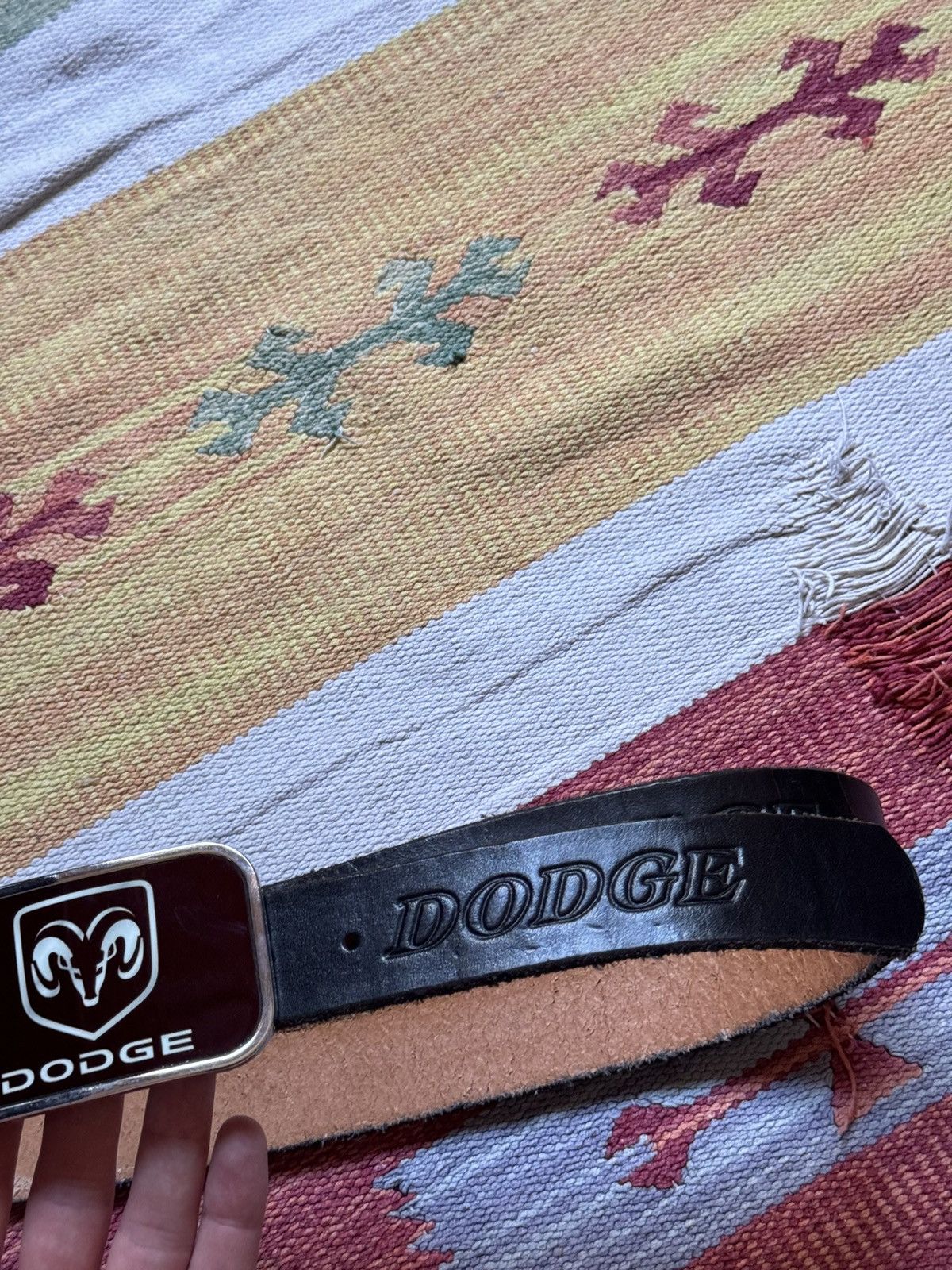 Genuine Leather Vintage 90’s Dodge y2k Genuine Leather Buckle Down Belt Size ONE SIZE - 3 Thumbnail