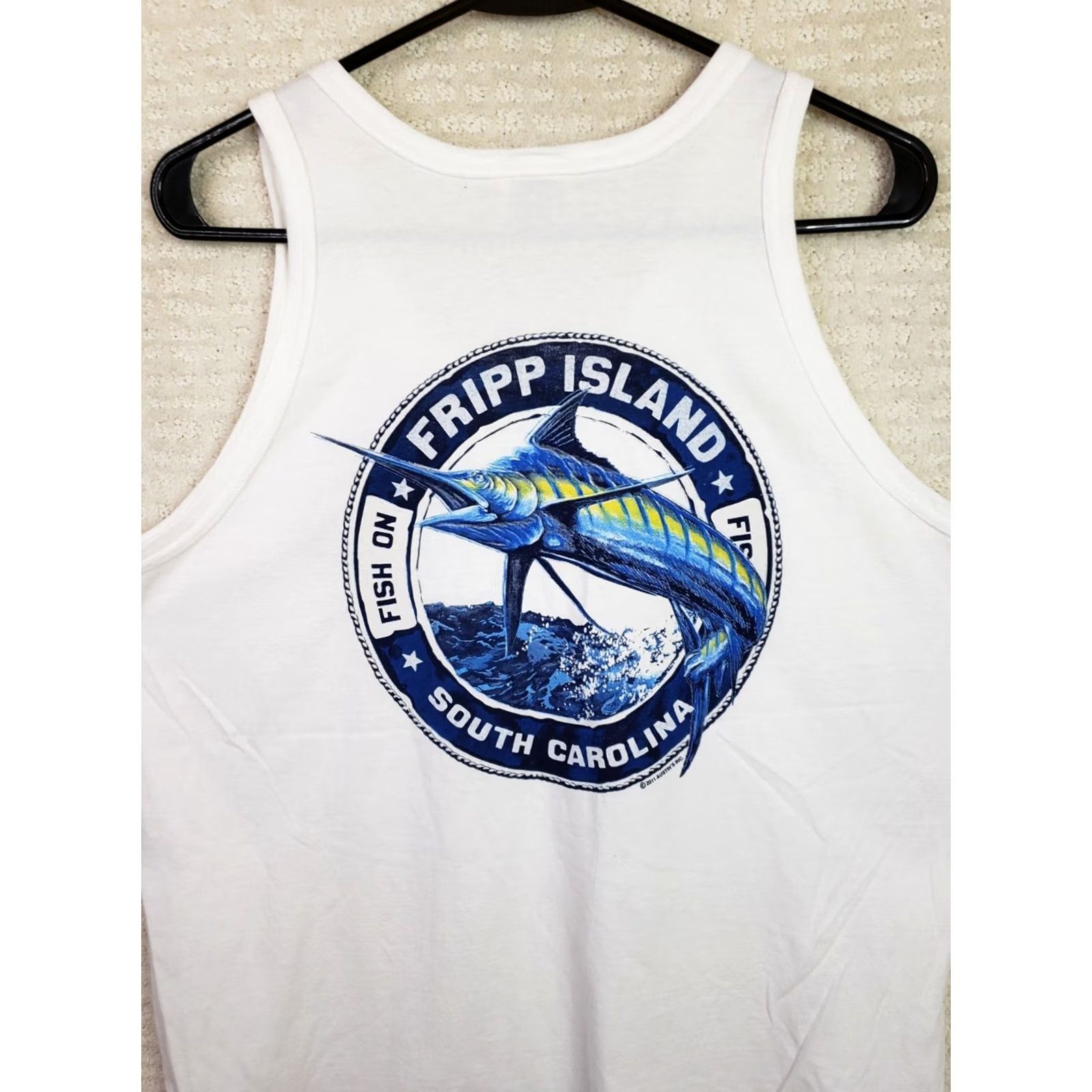 Vintage Comfort Wash Tank Top White Beach Fishing Sleeveless Men Women M Cotton Jersey Round Neck Easy Care Adult Regular Size M / US 6-8 / IT 42-44 - 7 Thumbnail