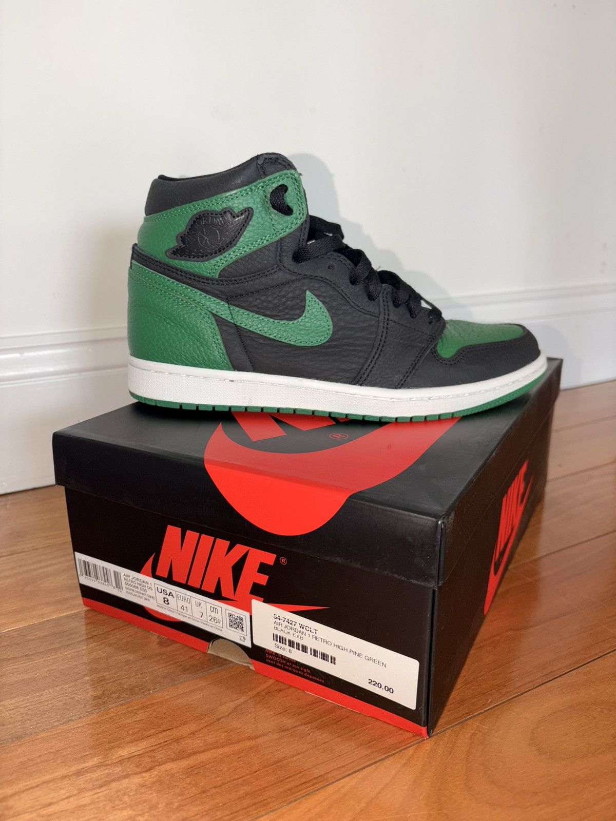 Jordan Brand Air Jordan 1 Retro High Pine Green Size US 8 / EU 41 - 5 Thumbnail