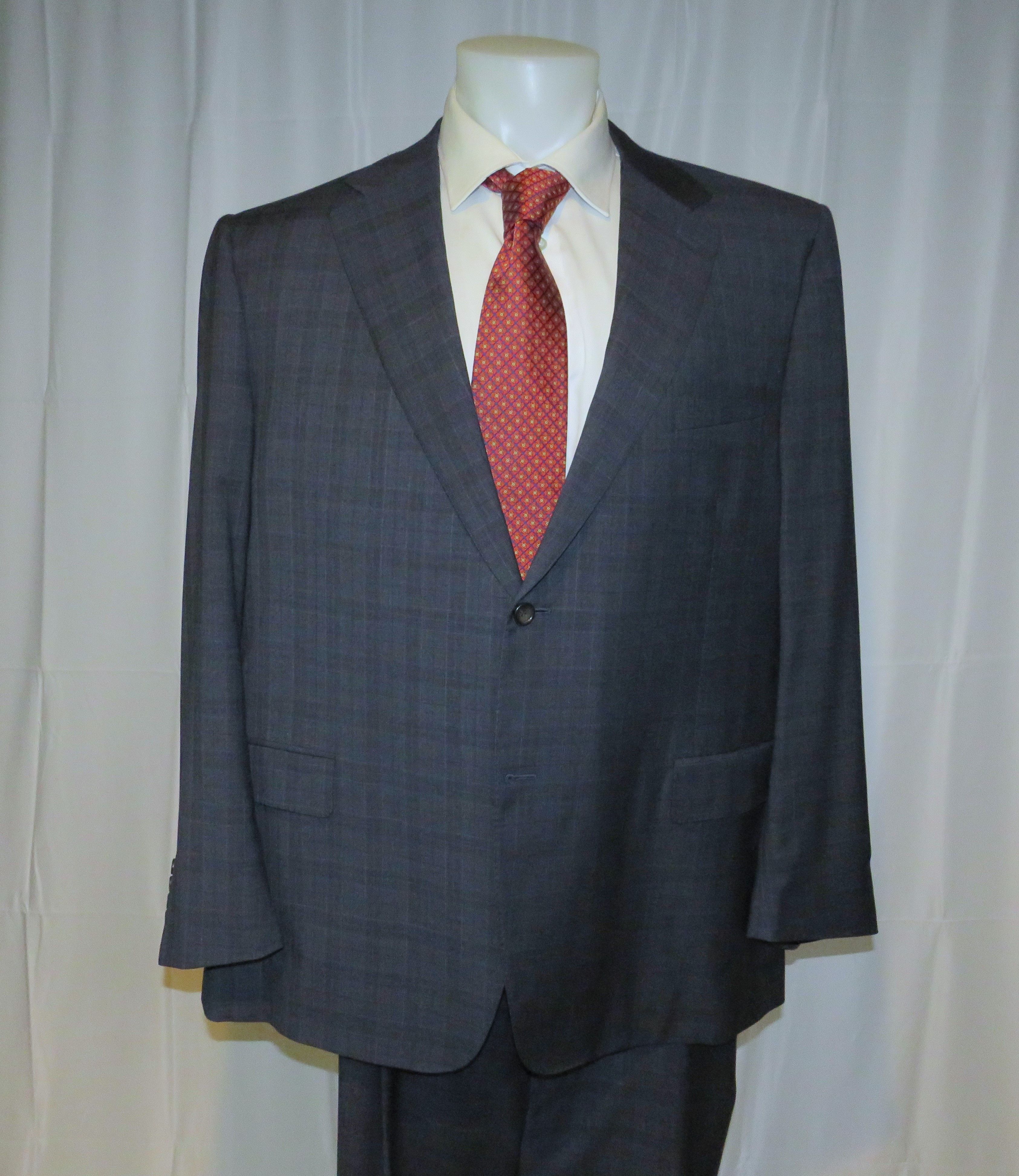 Canali Super 150 Brown Label Blue Plaid Two Button Sui Size 50L - 9 Thumbnail