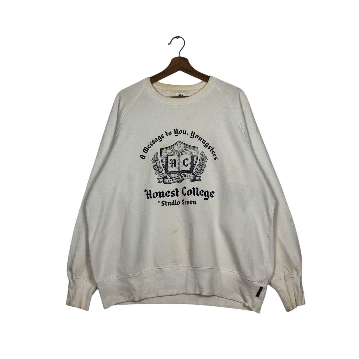 GU 📌Vintage Sweatshirt Honest College Studio Seven Big Logo Size US L / EU 52-54 / 3 - 2 Thumbnail